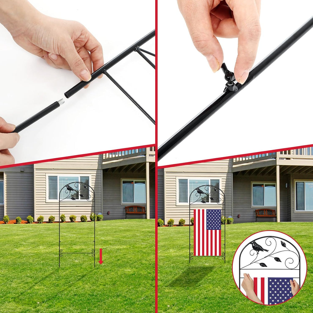 CroBlissful Garden Flag Holder Stand Garden Yard Flag Pole Stake Fits Max 14 x 25 Inch for Outside House Yard Lawn