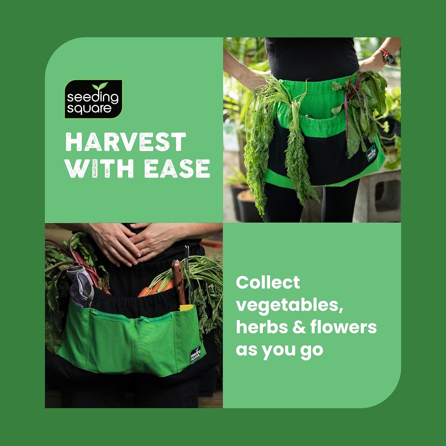 Harvest Apron Hands-Free Gardening Apron for Fruits, Vegetables, Tools – Adjustable, Durable, Washable