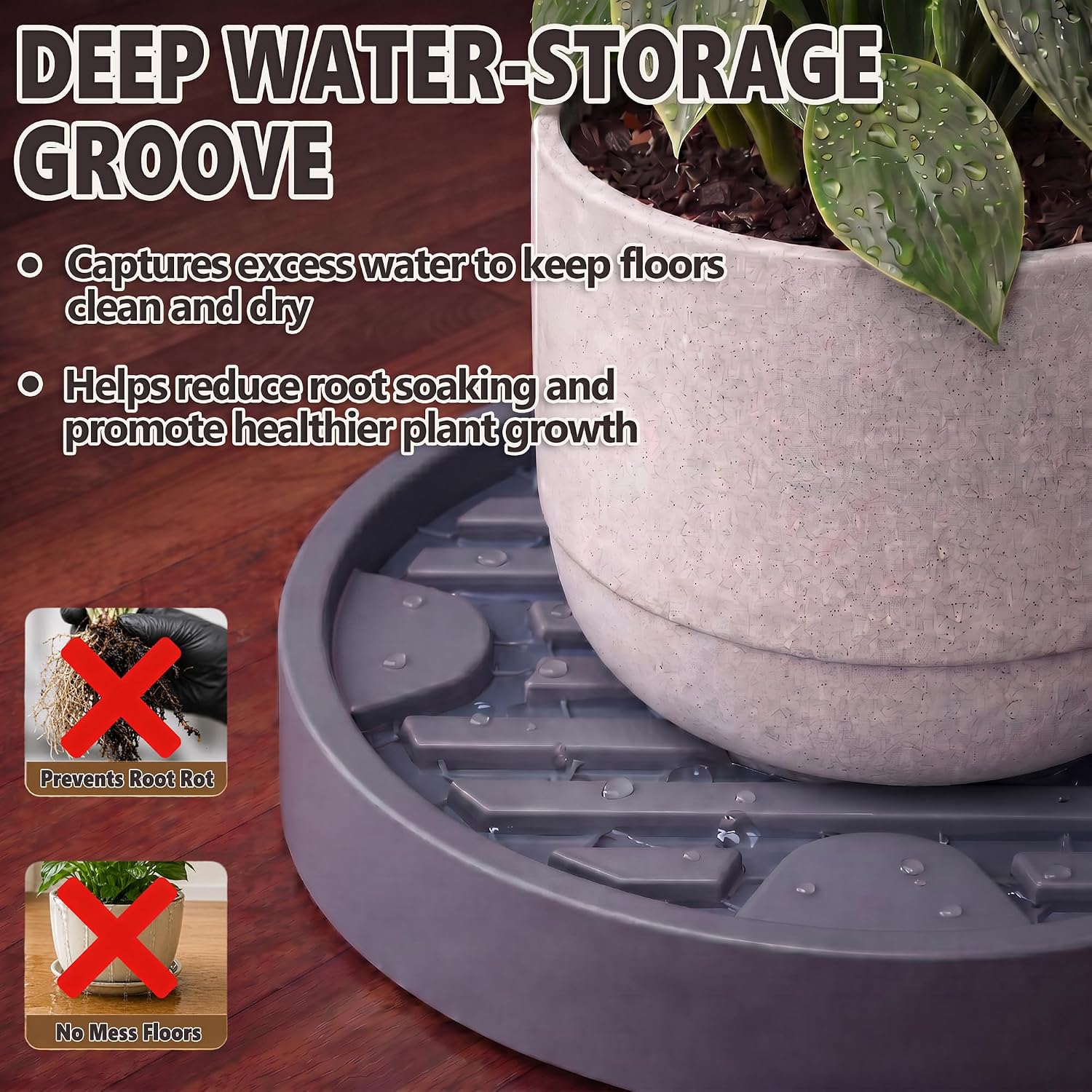 12Inch Plant Caddy with Hidden Wheels for Large Pots | 2Pack Plant Stands with Wheels, Heavy Duty Rolling Plant Base