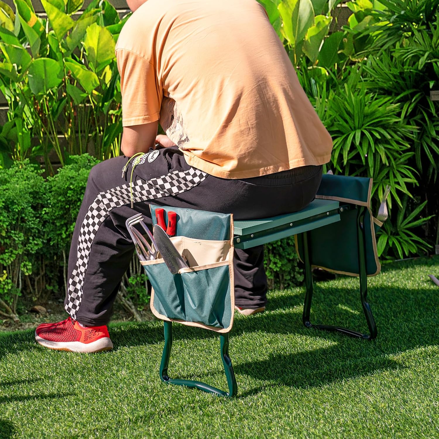 Goplus Garden Kneeler and Seat, Foldable Garden Bench for Kneeling & Sitting, Widened 8" EVA Soft Foam Pad, Heavy-Duty