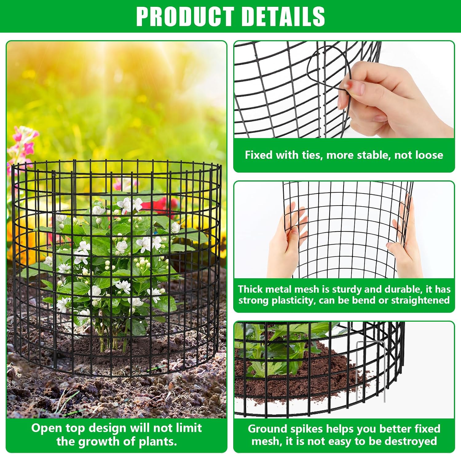 10 Pack Plant Protectors from Animals, 13x12 Plant Cages for Outdoor Plants | Wire Plant Protector, Thick Metal