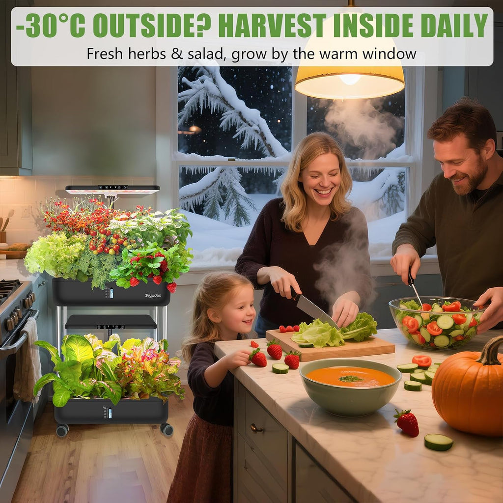 Large Hydroponics Growing System Kit,44-Pod with 3 Seed Packs | Includes Basil, Buttercrunch Lettuce & Gourmet Salad