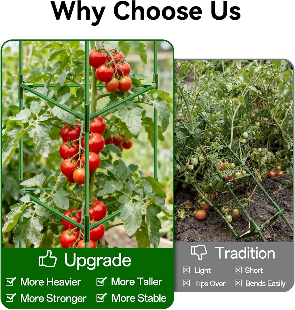 Halatool 72" Tomato Cages Heavy Duty, 4Pack Tomato Plant Support for Garden | Adjustable Metal Trellis for Pots &