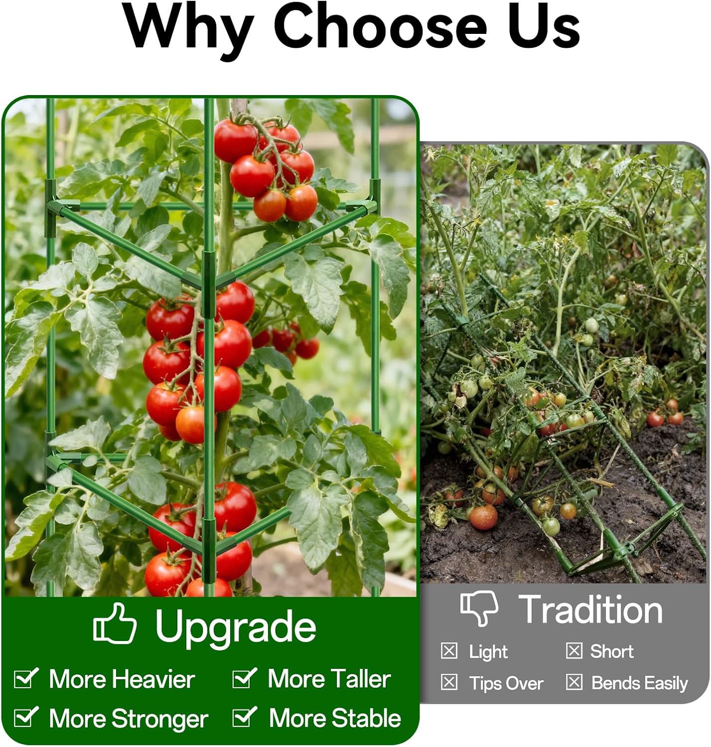 Halatool 72" Tomato Cages Heavy Duty, 4Pack Tomato Plant Support for Garden | Adjustable Metal Trellis for Pots &