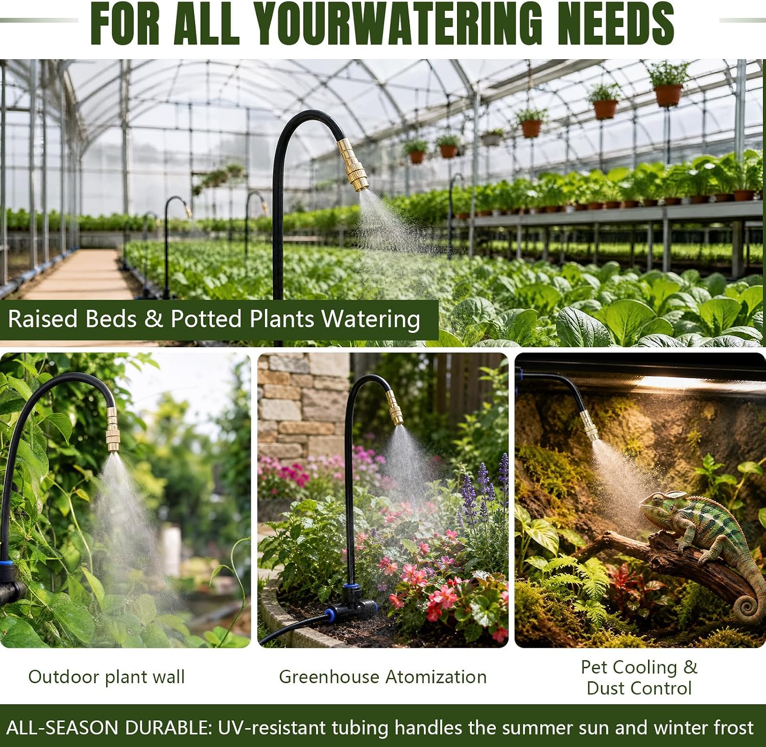 Drip Irrigation Nozzles 40 Pack, 8 Inch Adjustable Sprayers for 1/4 Tubing | 360° bendable stems direct water where