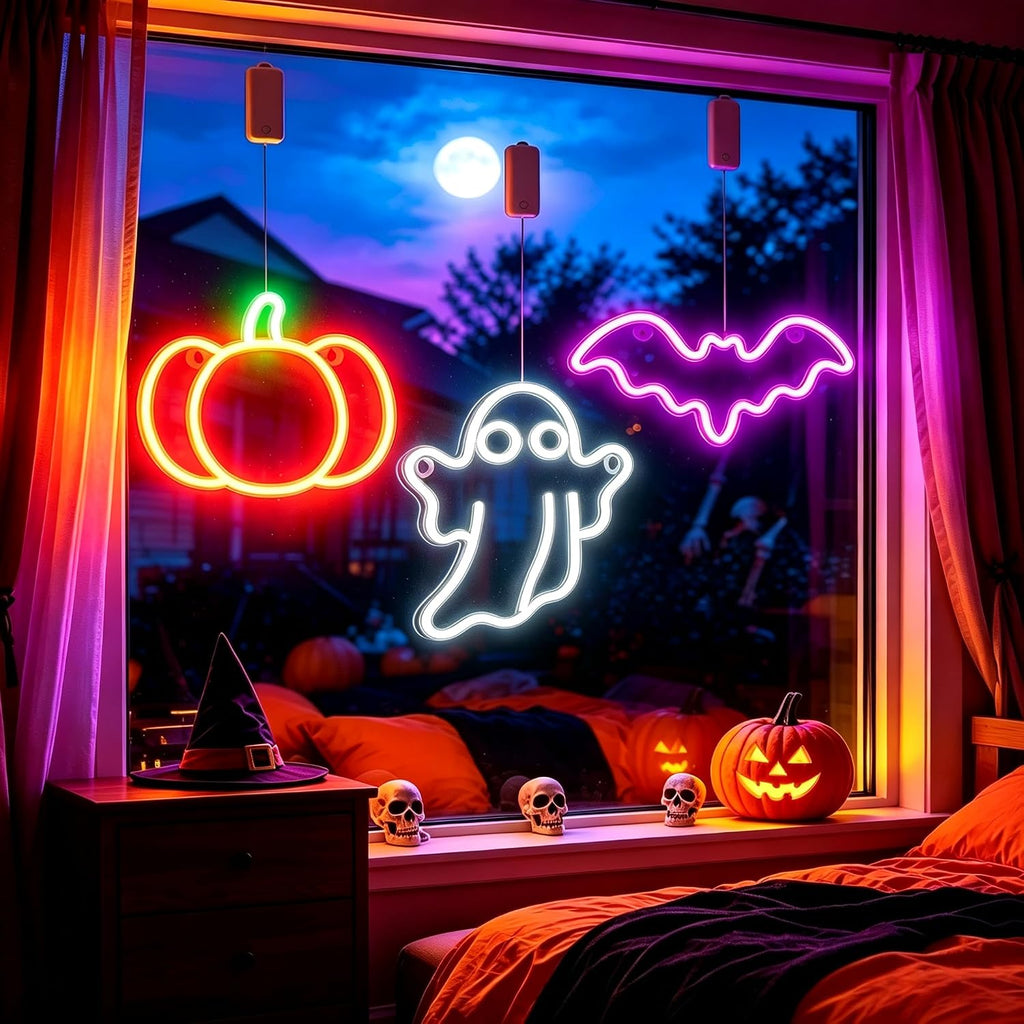 Halloween Skeleton Static Window Clings, Double Sided Ghost Bat Spider Stickers for Party