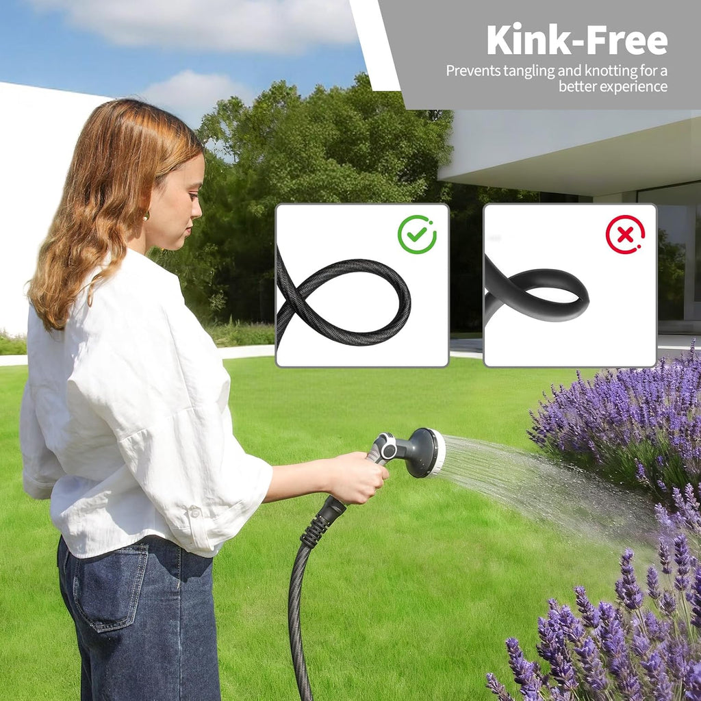 Garden Hose 50ft x 5/8",Flexible Water Hose,Lightweight Braided Hose with Swivel Handle,Leak-Free Connections, Male to
