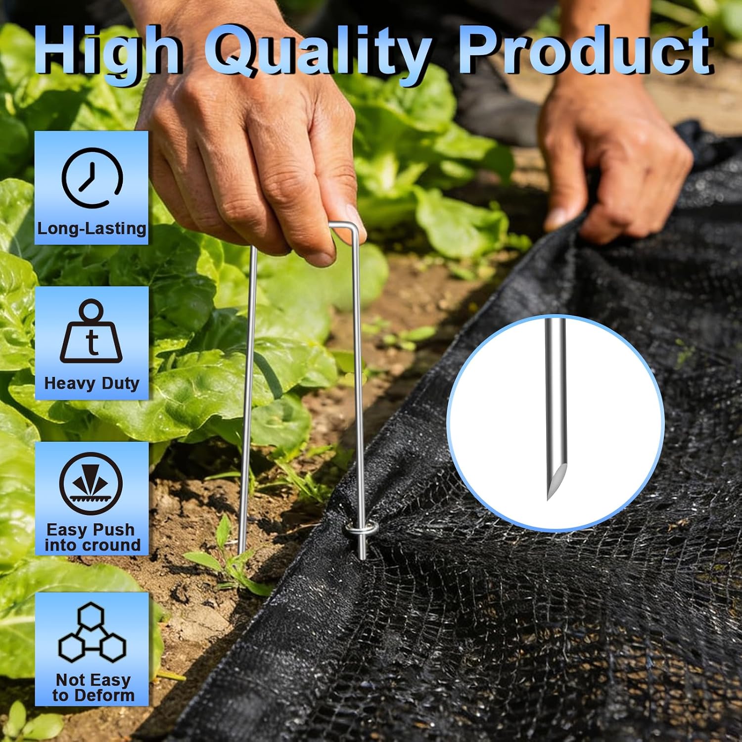 6 Inch 500 Pack U-Shaped Galvanized Garden Stakes, 11 Gauge Landscape Staples, Landscape Fabric pins,Ground Stakes,Yard