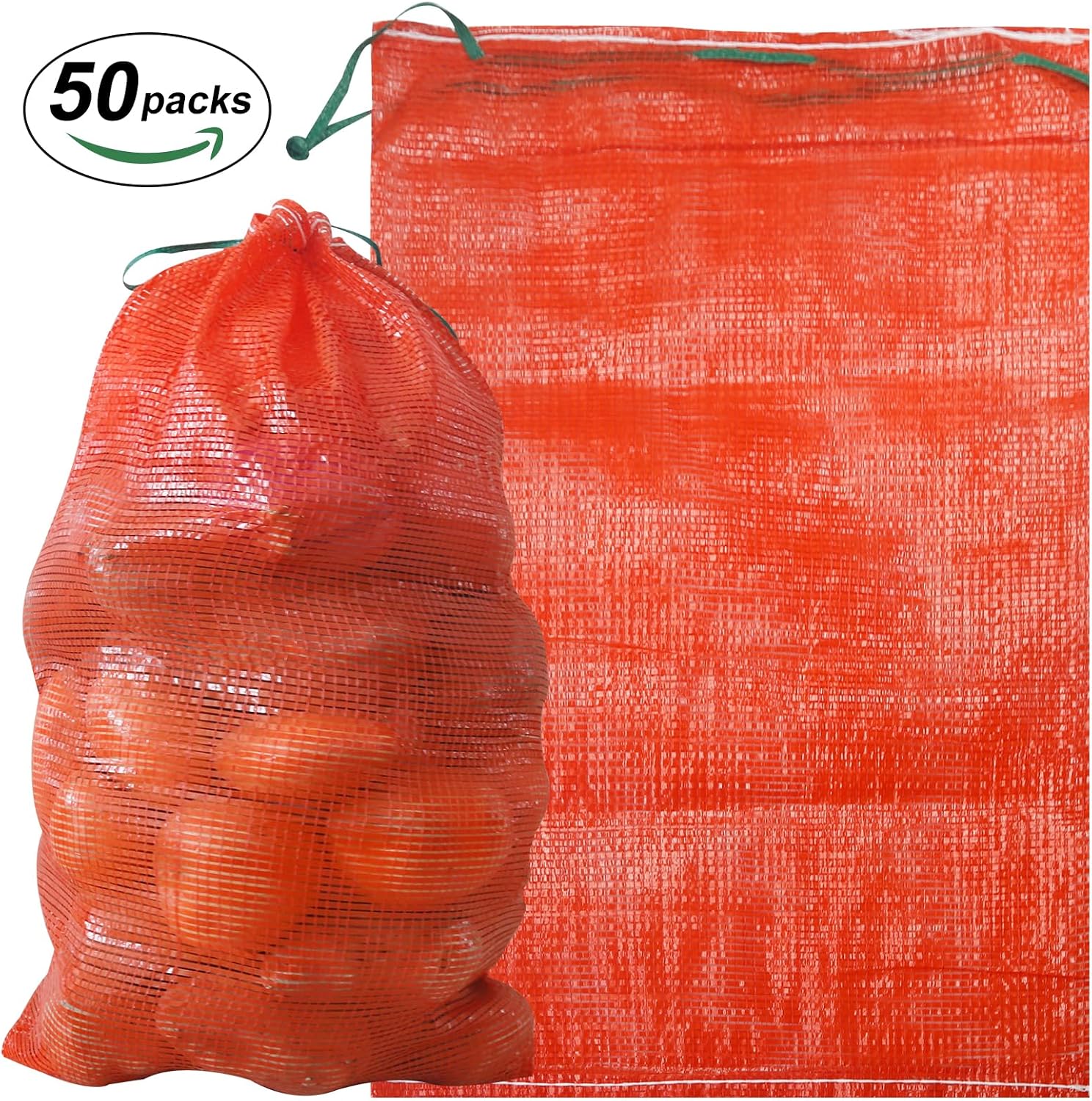 50 Pack 36lb Mesh Onion Bags Reusable Produce Storage Fruit Vegetable Storage Bags with Drawstring for Onions Potatoes