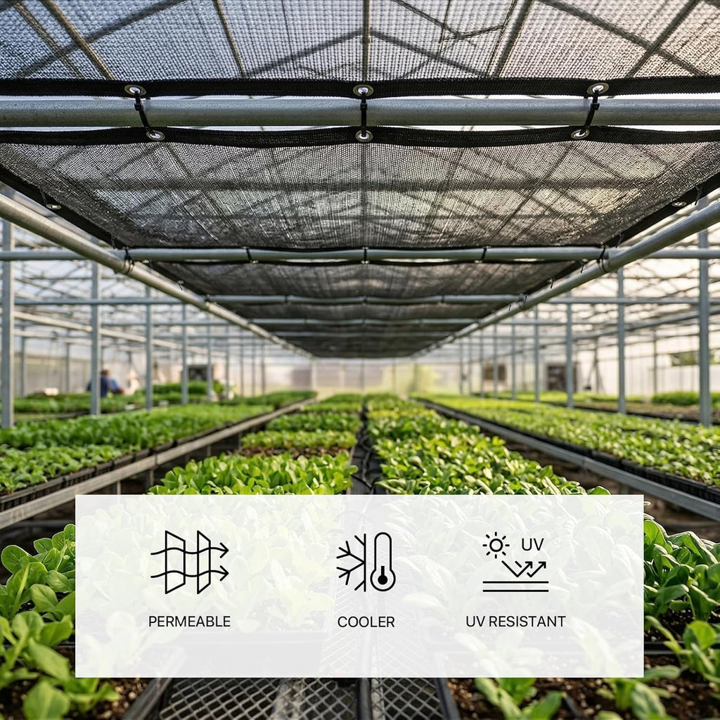 ColourTree 50% Black Shade Cloth, 8FT x 12FT Mesh Tarp, UV Resistant Netting with Upgrade Grommets for Plant Cover