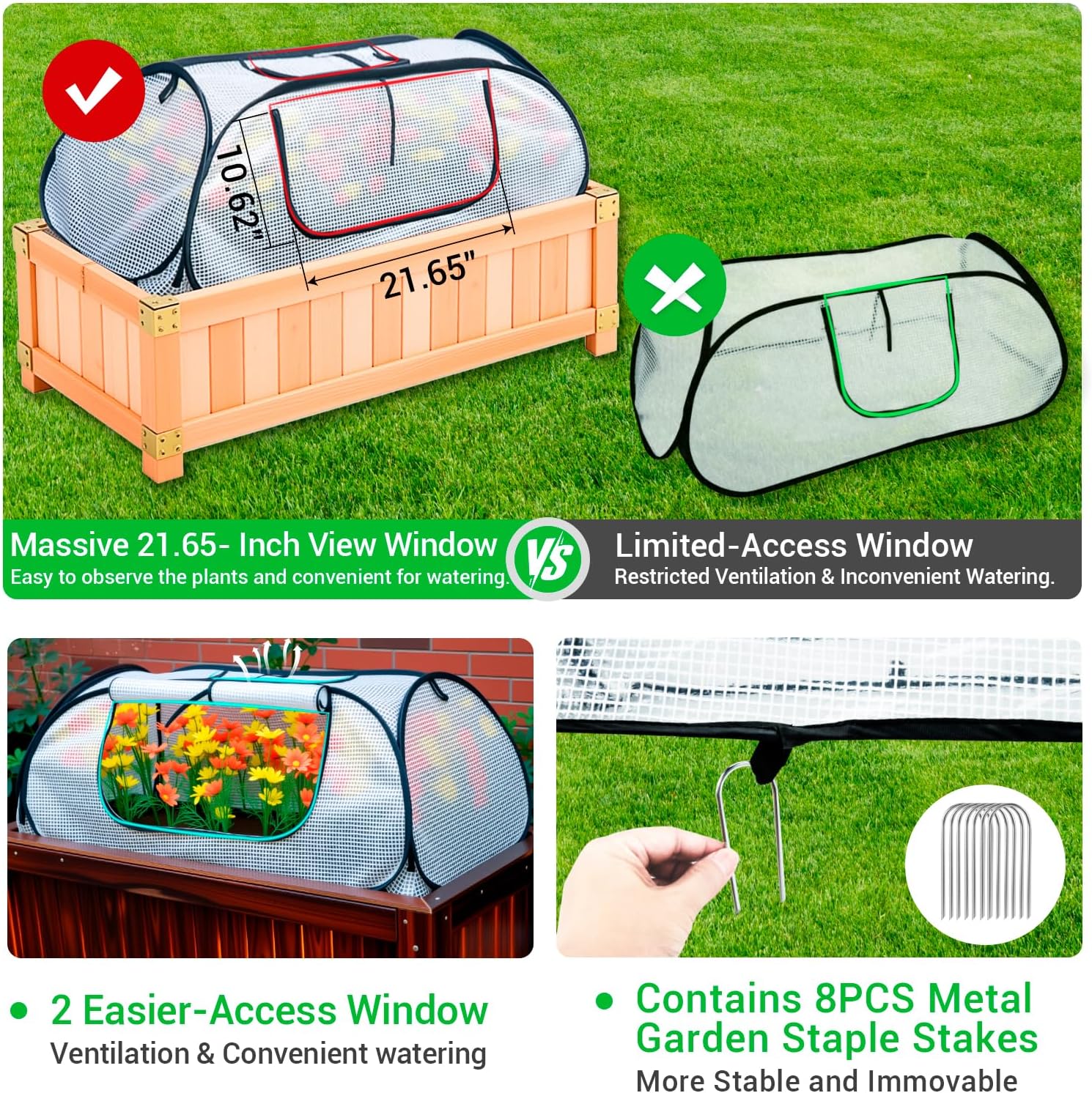 Garden Covers for Raised Beds, Pop Up Raised Garden Bed Cover, Garden Row Plants Cover Accelerator, Greenhouse Cover