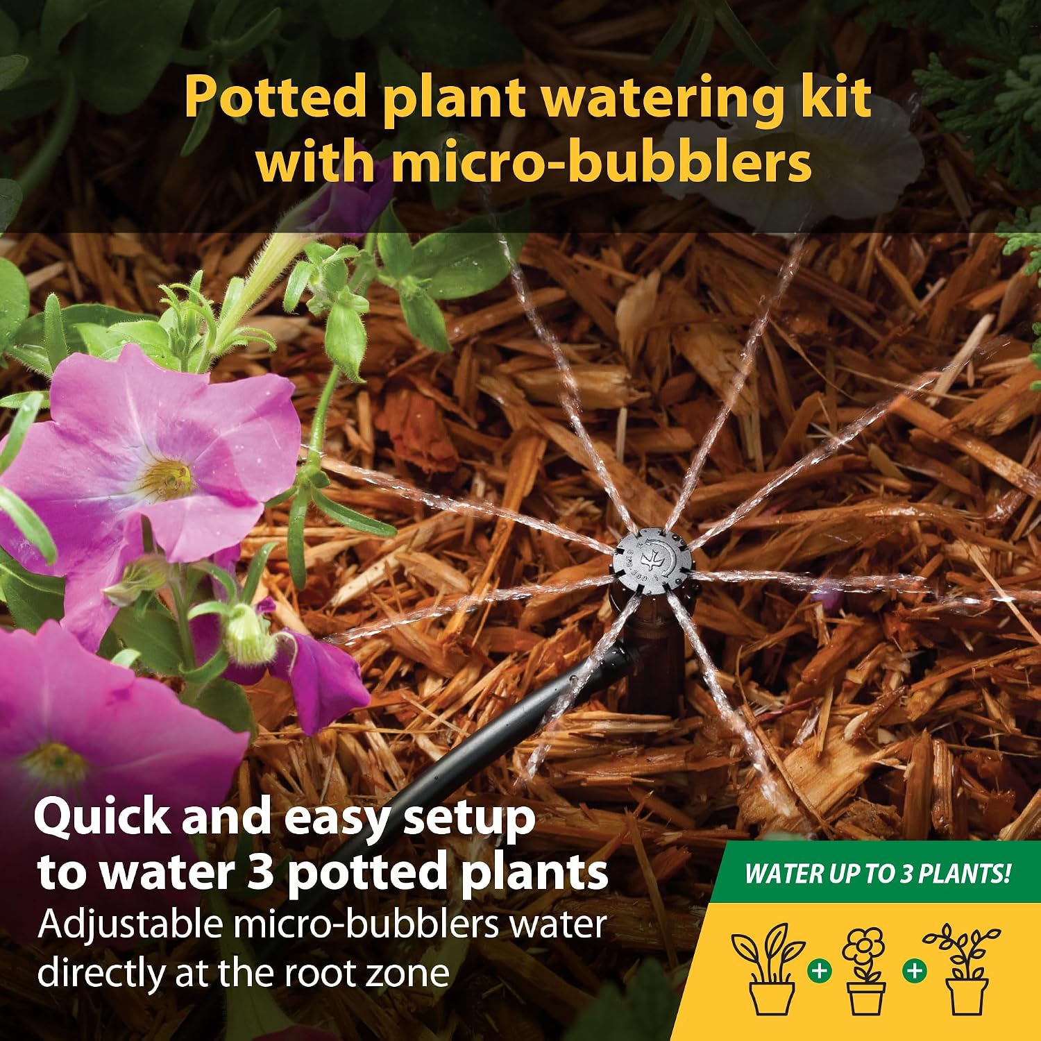 Rain Bird POTTEDKIT Drip Irrigation Kit, Full Circle, 1/4"