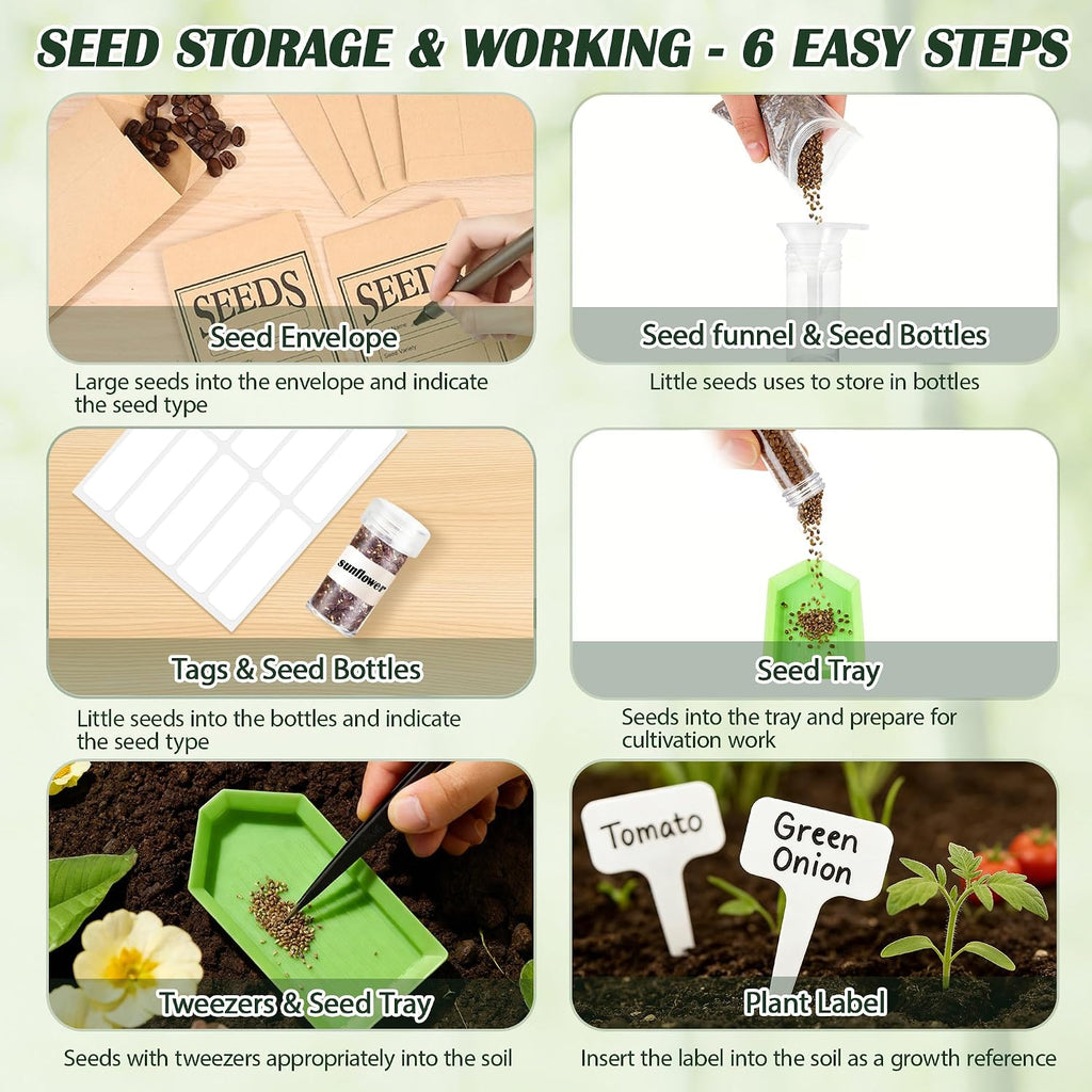 Bamboo Seed Storage Organizer, Large Garden Seed Organizer with Lid & Safety Lock & Handles, Seed Box Includes Seed