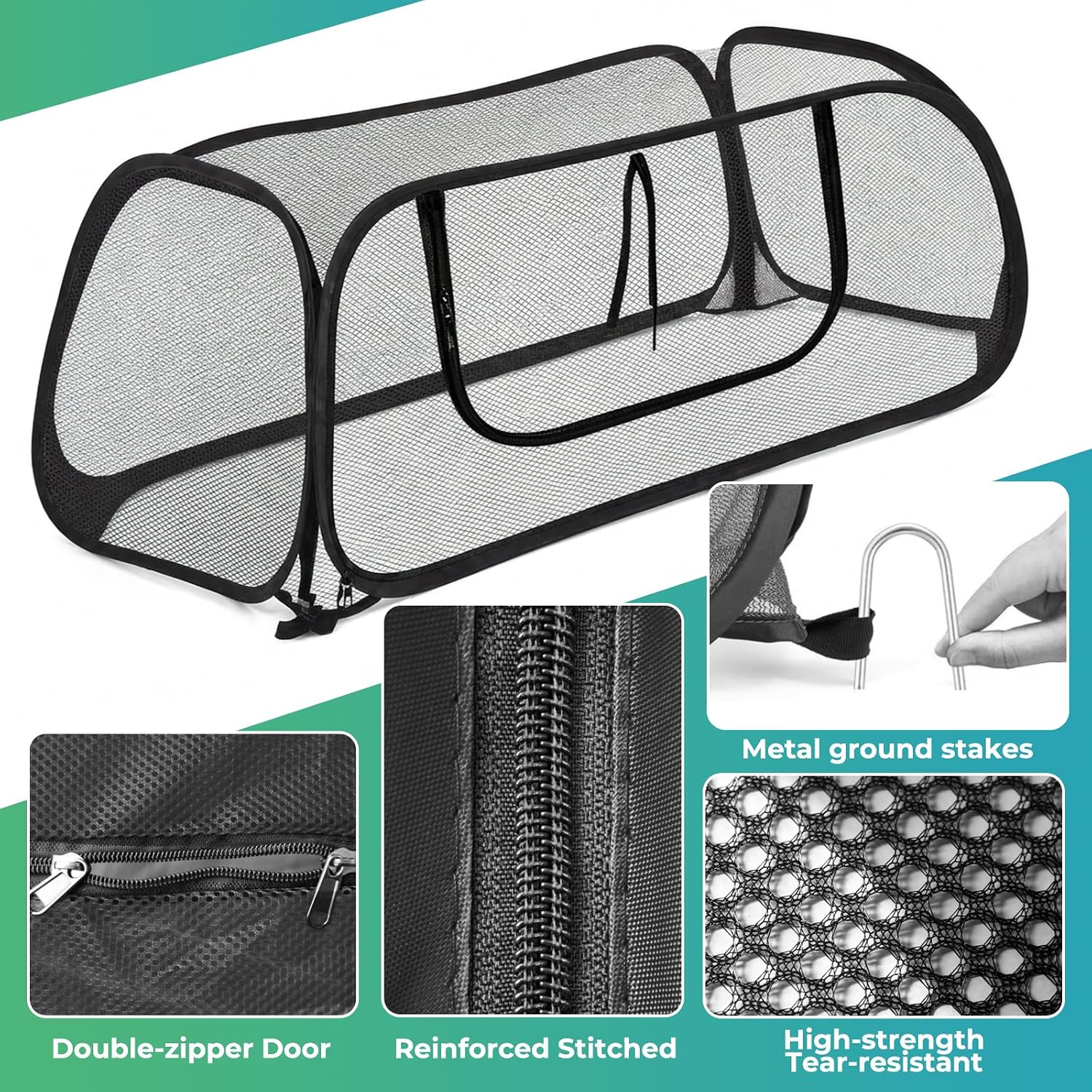 QwayHome 2Pack Garden Covers for Raised Beds, Pop Up Mesh Plant Protect Covers, Black 45% Sunblock Plant Shade Tent