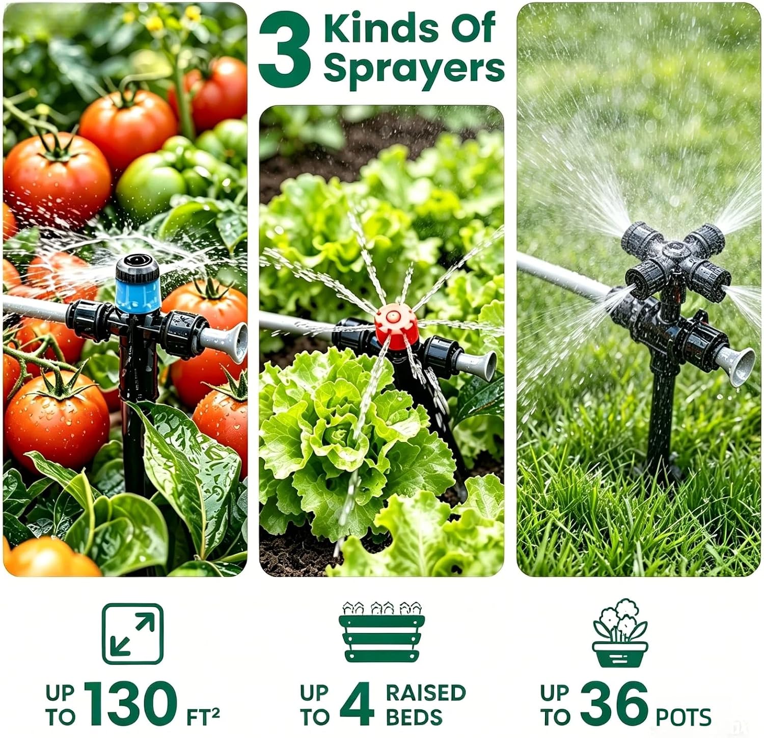240FT Drip Irrigation System Garden Watering System-Quick-Connect | 1/4" & 1/2" Fast-Lock Tubing, Adjustable Nozzles