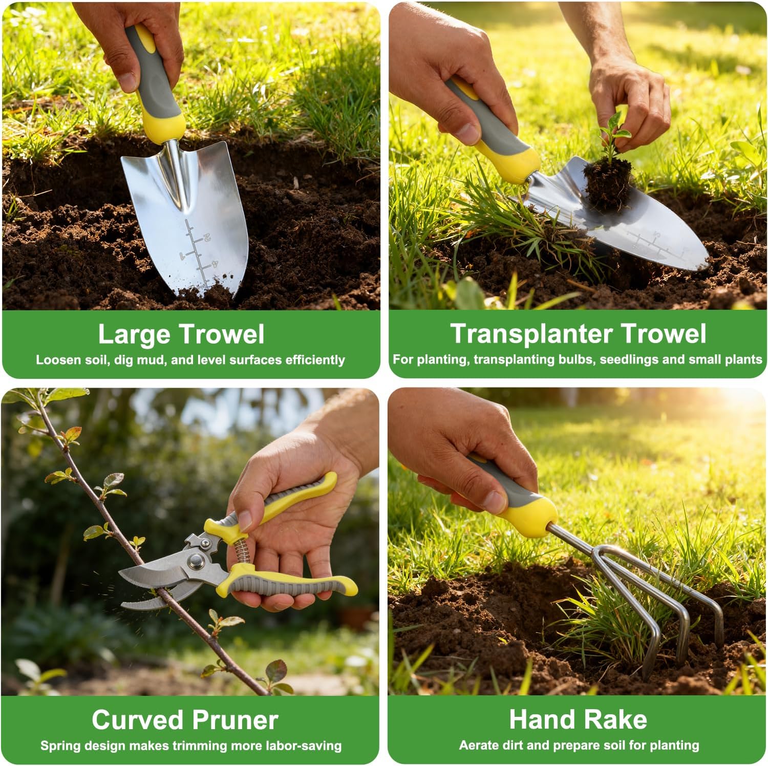 Yesker Gardening Tools 10-Piece Heavy Duty Garden Tool Set Gardening Supplies Gifts for Women Men Gardening Hand Tool