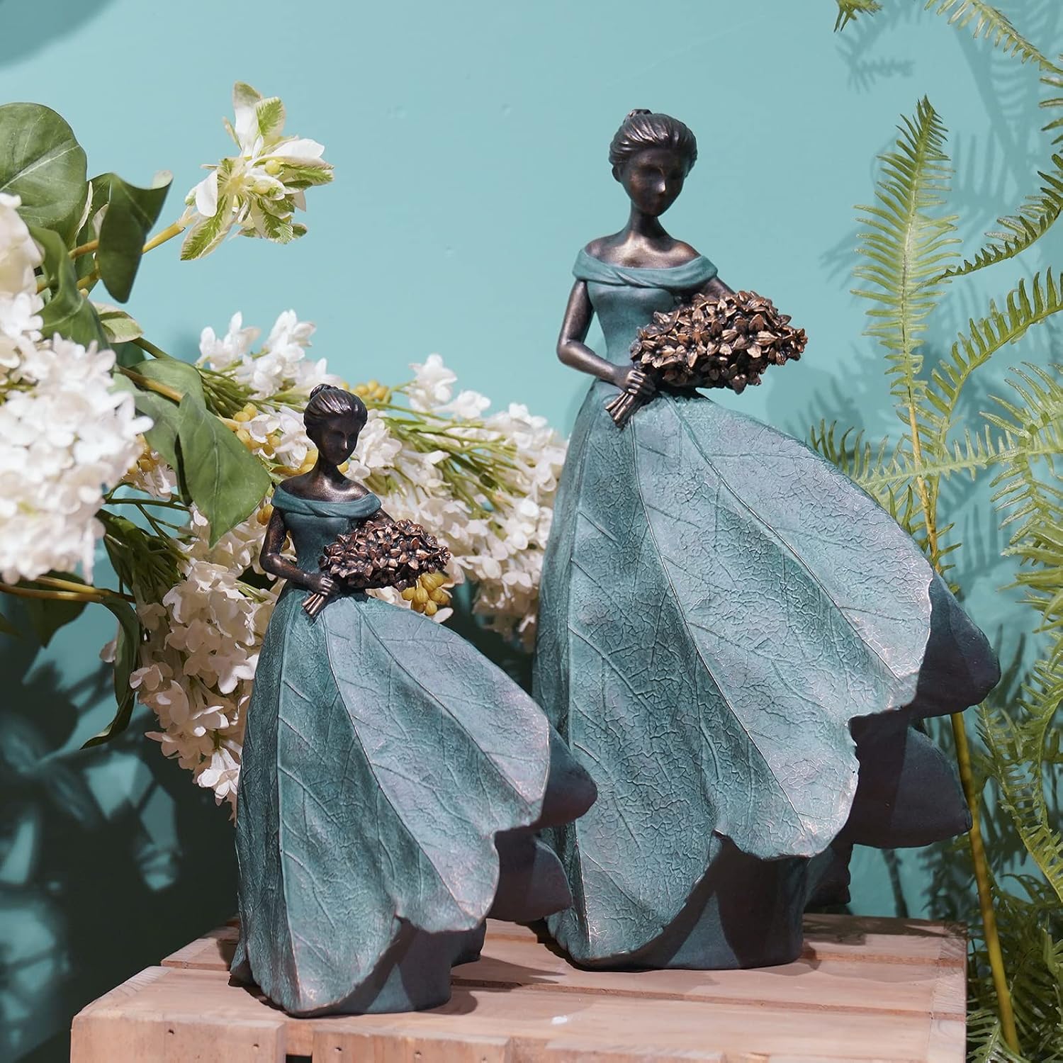 Guichifun Fairy Statue Leaf Angel Girls 7.5 x 4.5 x 11.5 Inch | Resin, Home Garden Patio Decor, Memorial Gift for Mom