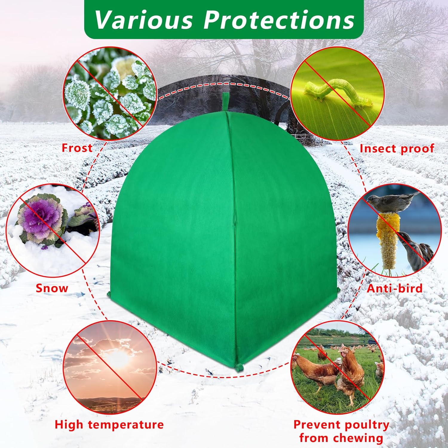 2 Pack Winter Plant Covers for Freeze Protection, 22×22×23 Inch Shrub Tent | Shrub Covers for Winter, Frost Cover with