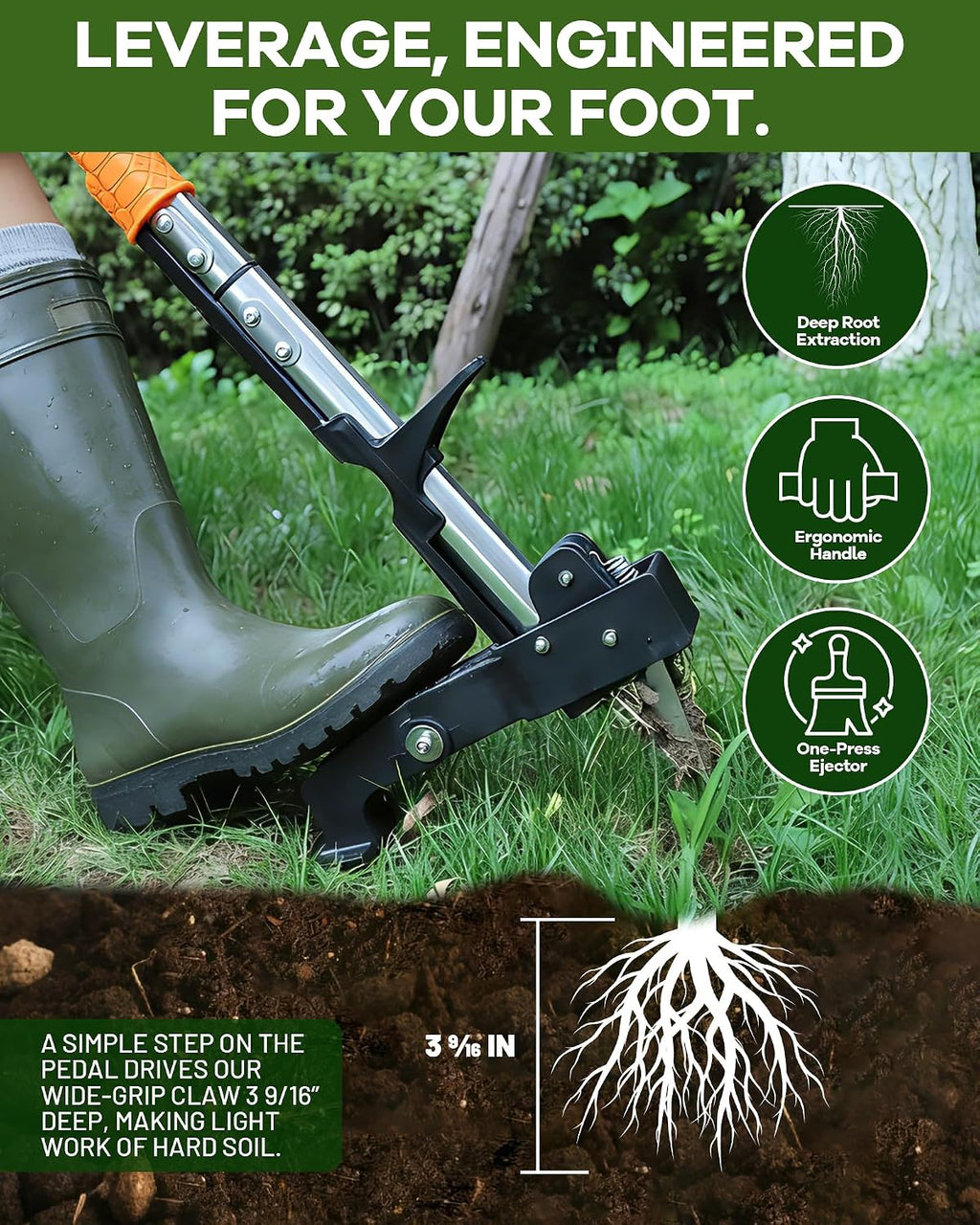 Stand Up Weed Puller Tool with Telescopic Hand Saw - 3-in-1 Long Handle Weed Remover Kit for Weeding, Pruning &