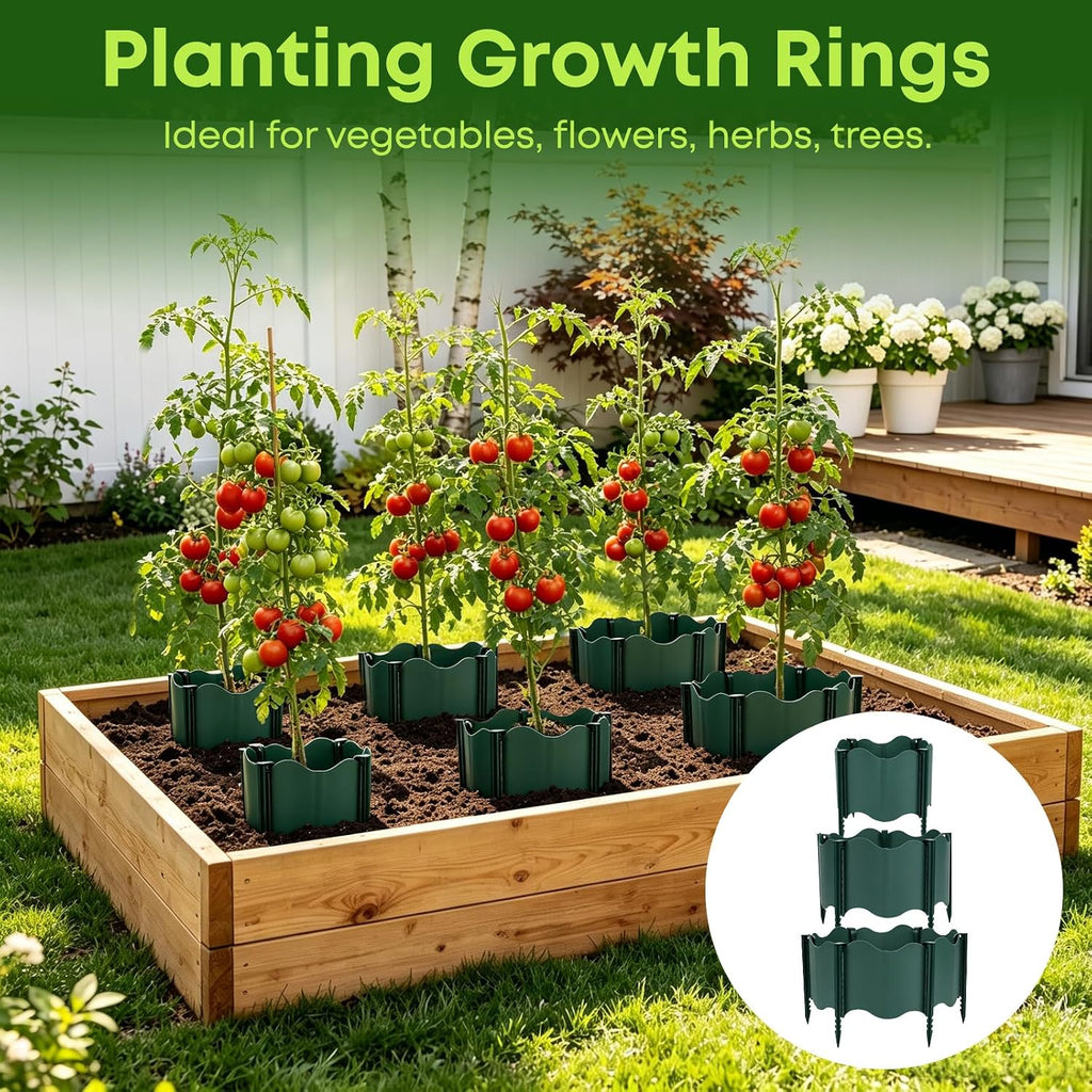 30PCS Planting Grow Rings, Interlocking Garden Plant Rings Adjustable Diameter Range 7.6-12 Inches, DIY Planting