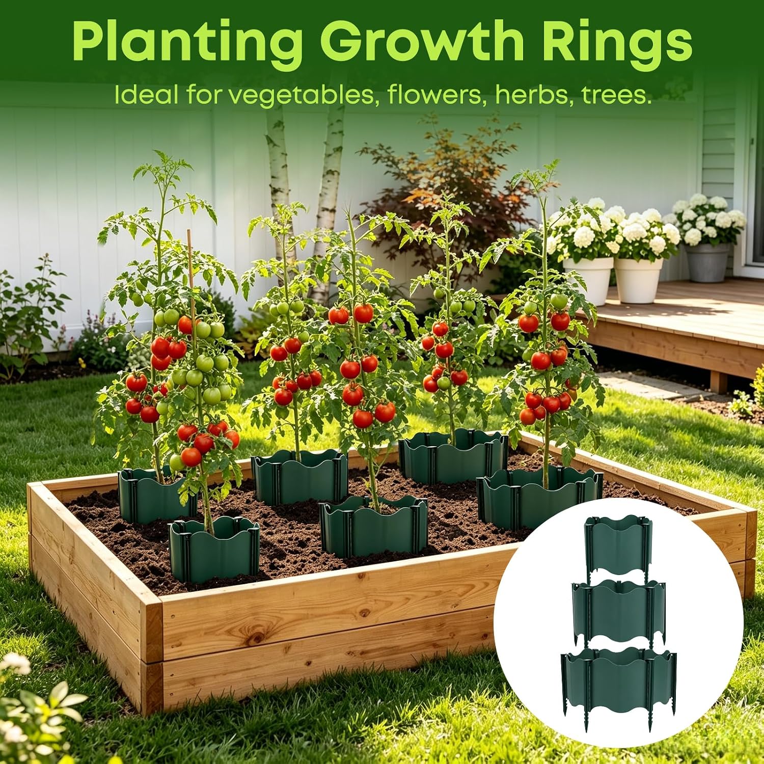 30PCS Planting Grow Rings, Interlocking Garden Plant Rings Adjustable Diameter Range 7.6-12 Inches, DIY Planting
