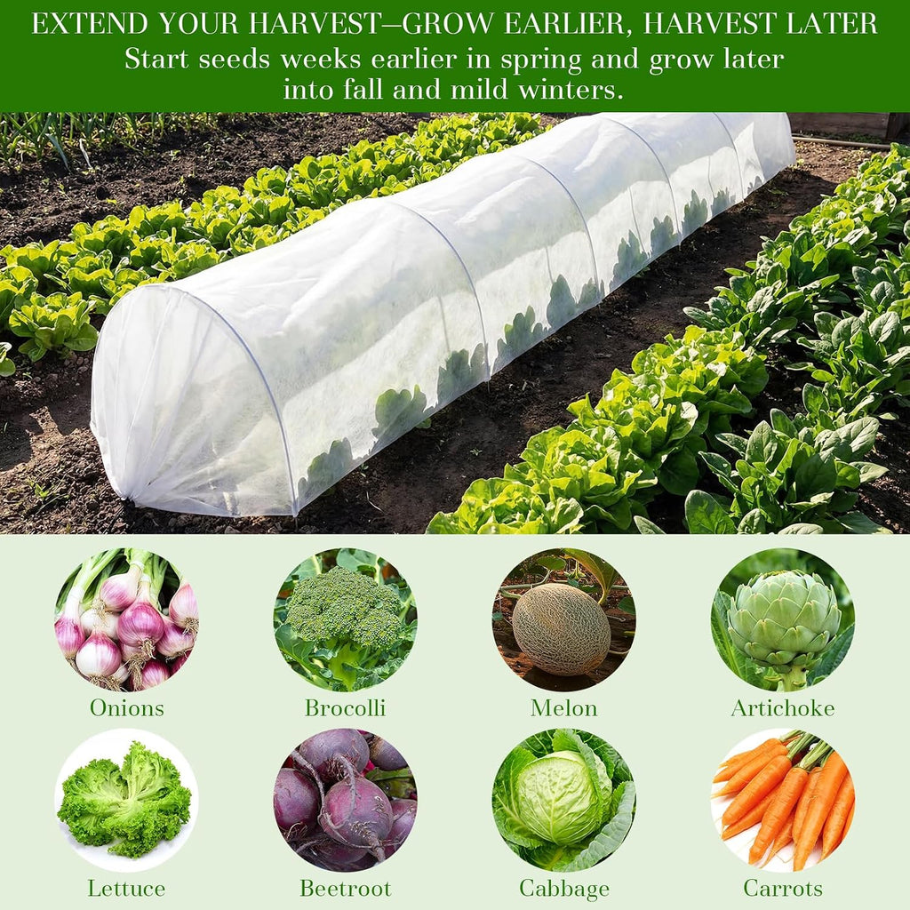 4 Pack 10ft Mini Garden Greenhouse Tunnel Net Cover | 2 in 1 Portable Frost Cloth Hoop Greenhouse Tunnel Quick-release