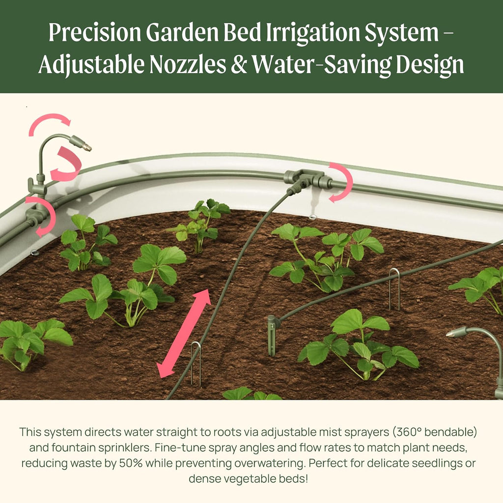 Vego Garden Irrigation Kit - Drip Irrigation System for Raised Garden Beds, Efficient Watering Solution for Vegetables