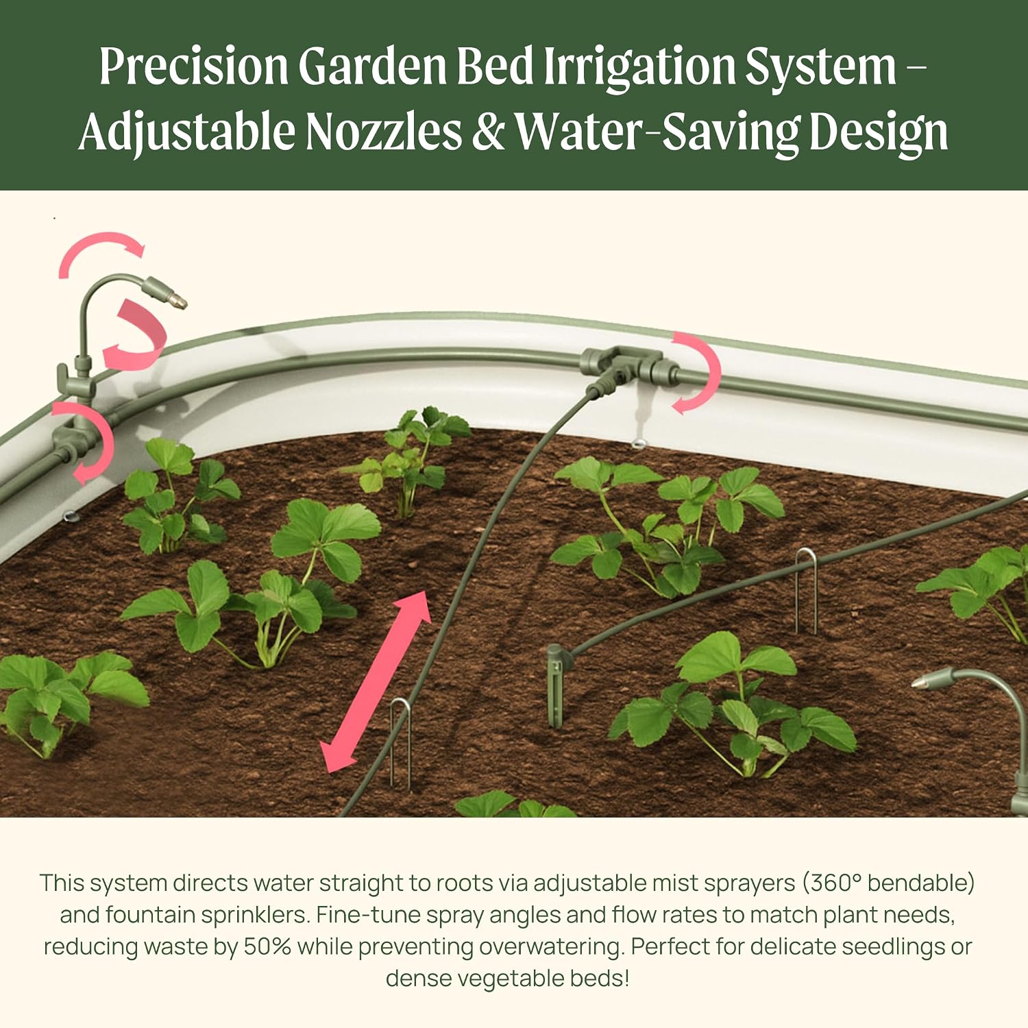 Vego Garden Irrigation Kit - Drip Irrigation System for Raised Garden Beds, Efficient Watering Solution for Vegetables