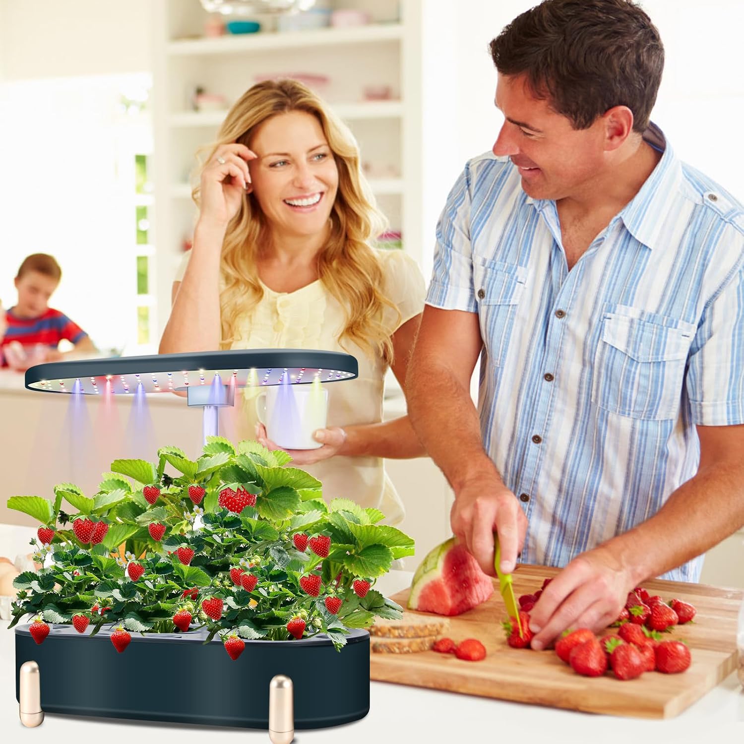 Hydroponics Growing System Indoor Garden:12 Pods Plant Kit Aeroponic Herb Vegetable Growth Lamp Countertop with LED