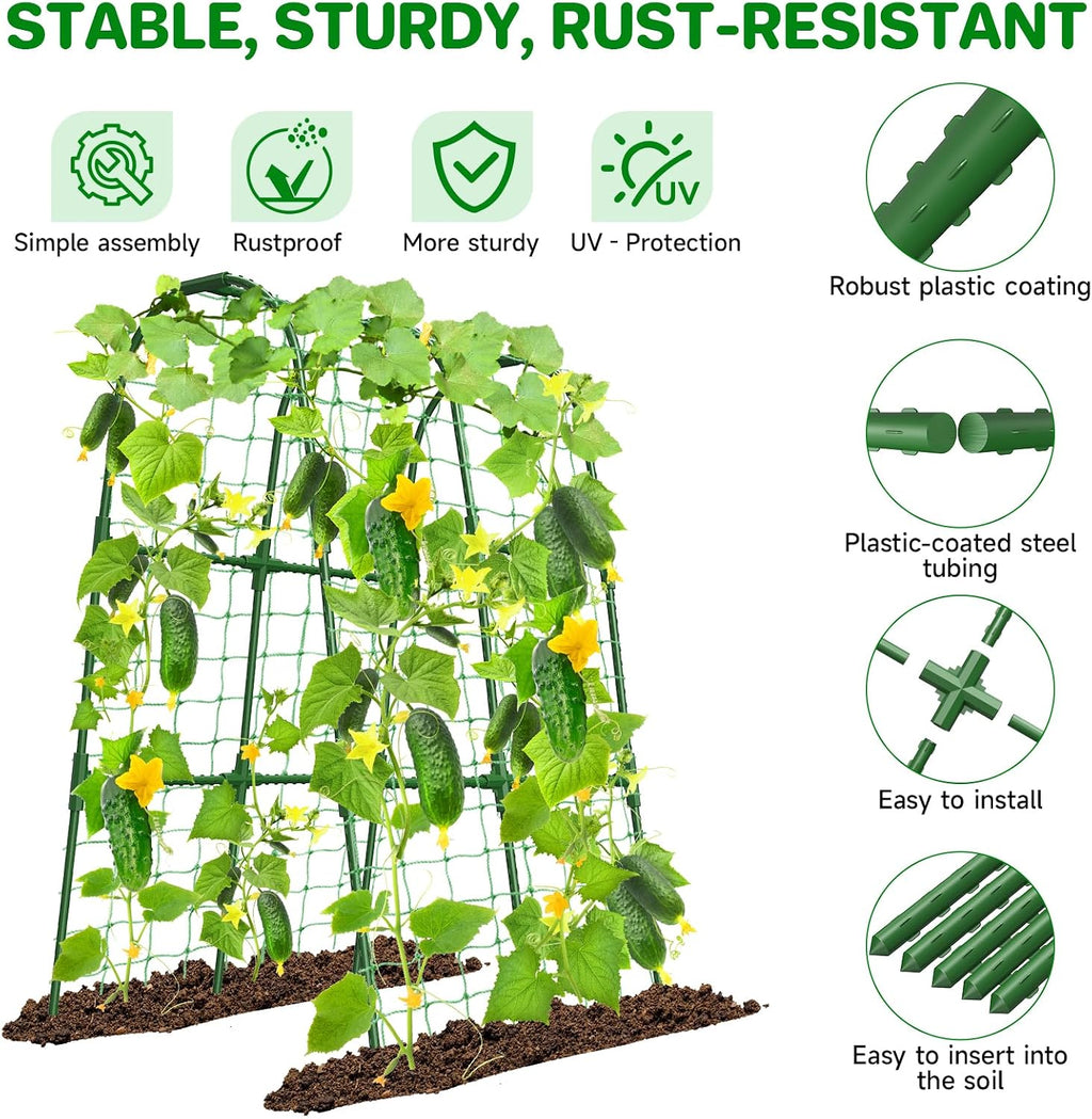 Cucumber Trellis for Raised Bed, U-Shape Garden Trellis for Climbing Plants Outdoor, Metal Arch Trellis for Vegetables