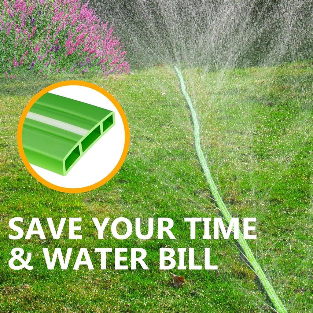 LAVEVE Heavy Duty Sprinkler Soaker Hose 100 FT, Flat Garden Hose with Holes | Efficient Flexible Irrigation Hose for