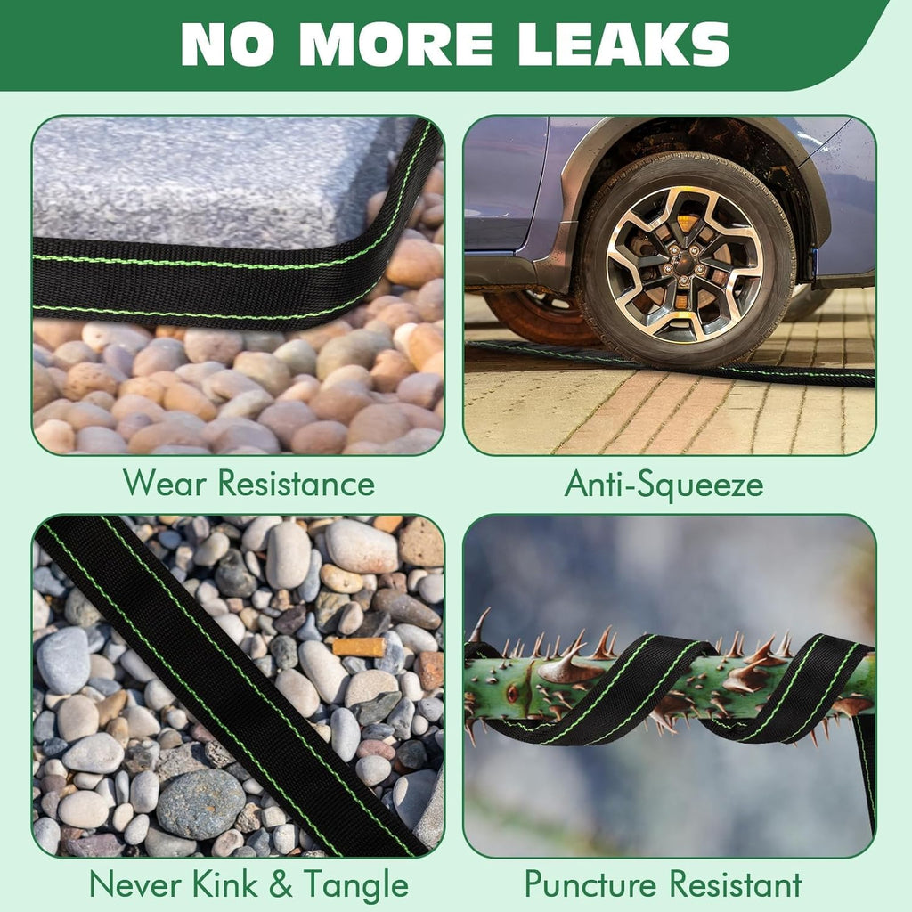 Garden Hose 100 ft Water Hose Flexible Heavy Duty Lightweight No Kink Long Outdoor Non-Expandable High Pressure Flat