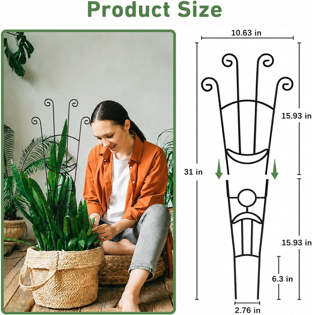 32.6in Plant Trellis for Climbing Plants Indoor, Expandable Large Metal Trellis for Potted Plants, Heavy-Duty Tall