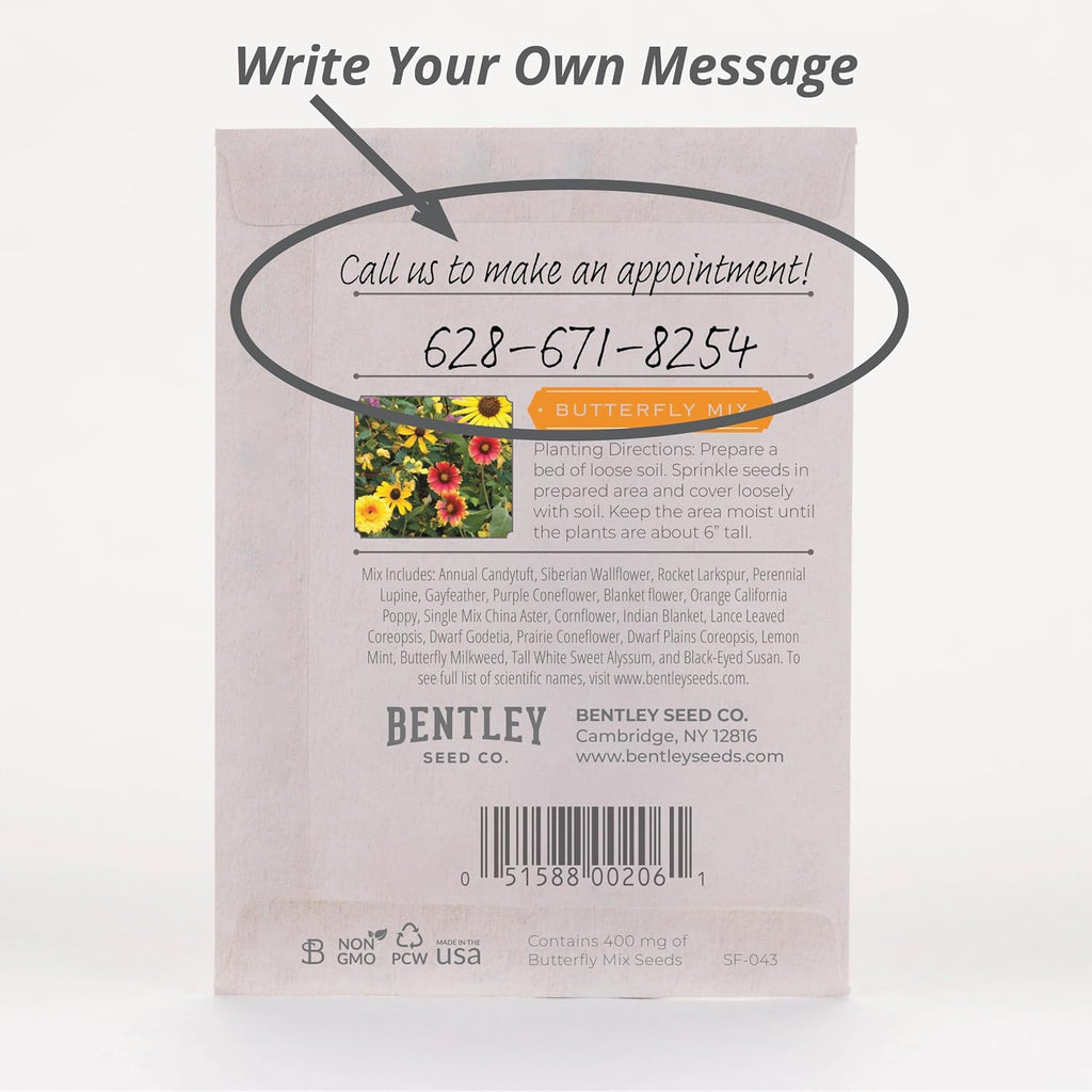 Bentley Seeds Grow with Us Pre Filled Butterfly Mix Seed Packets - 25 Individual Assortment Butterfly Mix Seed Packs