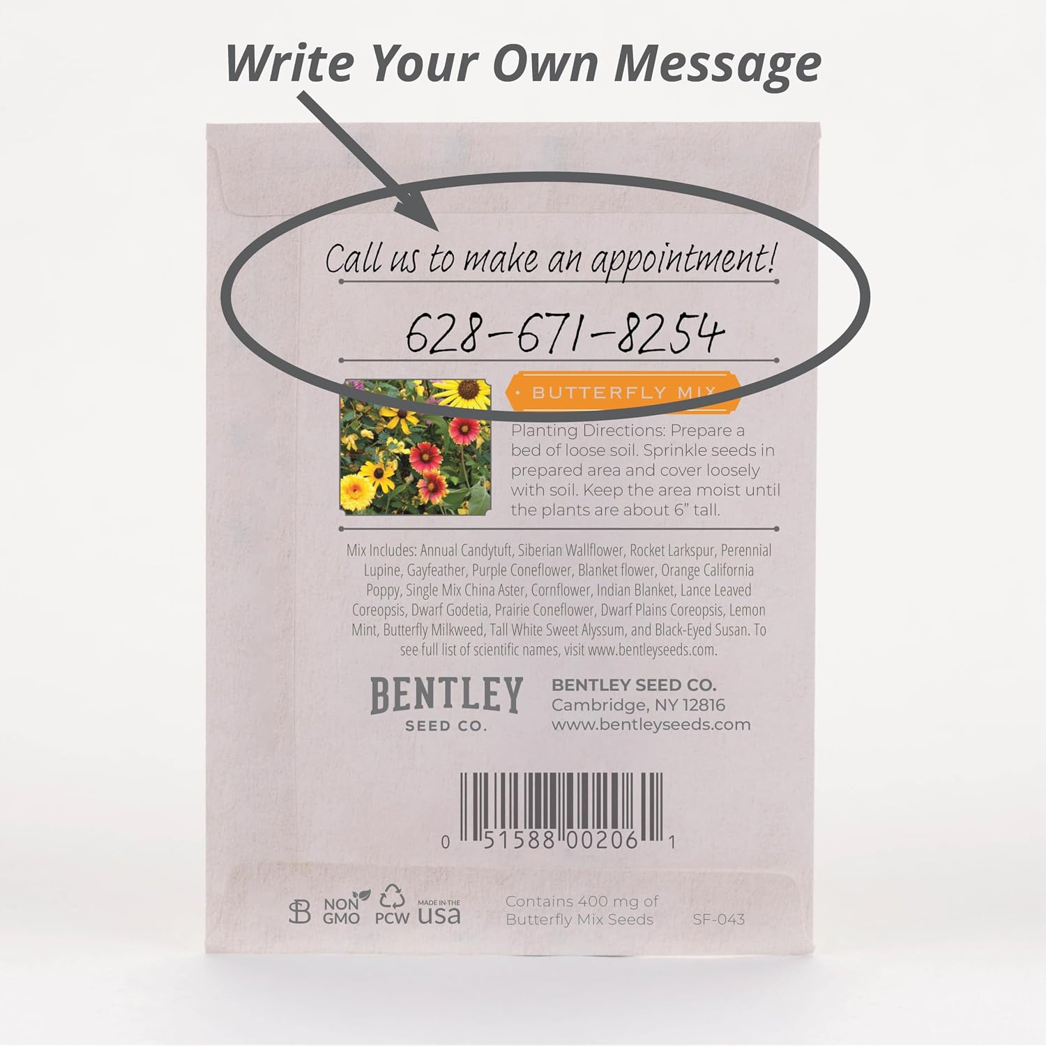 Bentley Seeds Grow with Us Pre Filled Butterfly Mix Seed Packets - 25 Individual Assortment Butterfly Mix Seed Packs