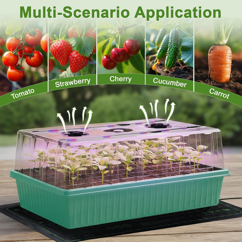 120-Cell Self-Watering Seed Starter Tray with Grow Light, Indoor Seed Starting Kit Trays with Heat Mat, Adjustable