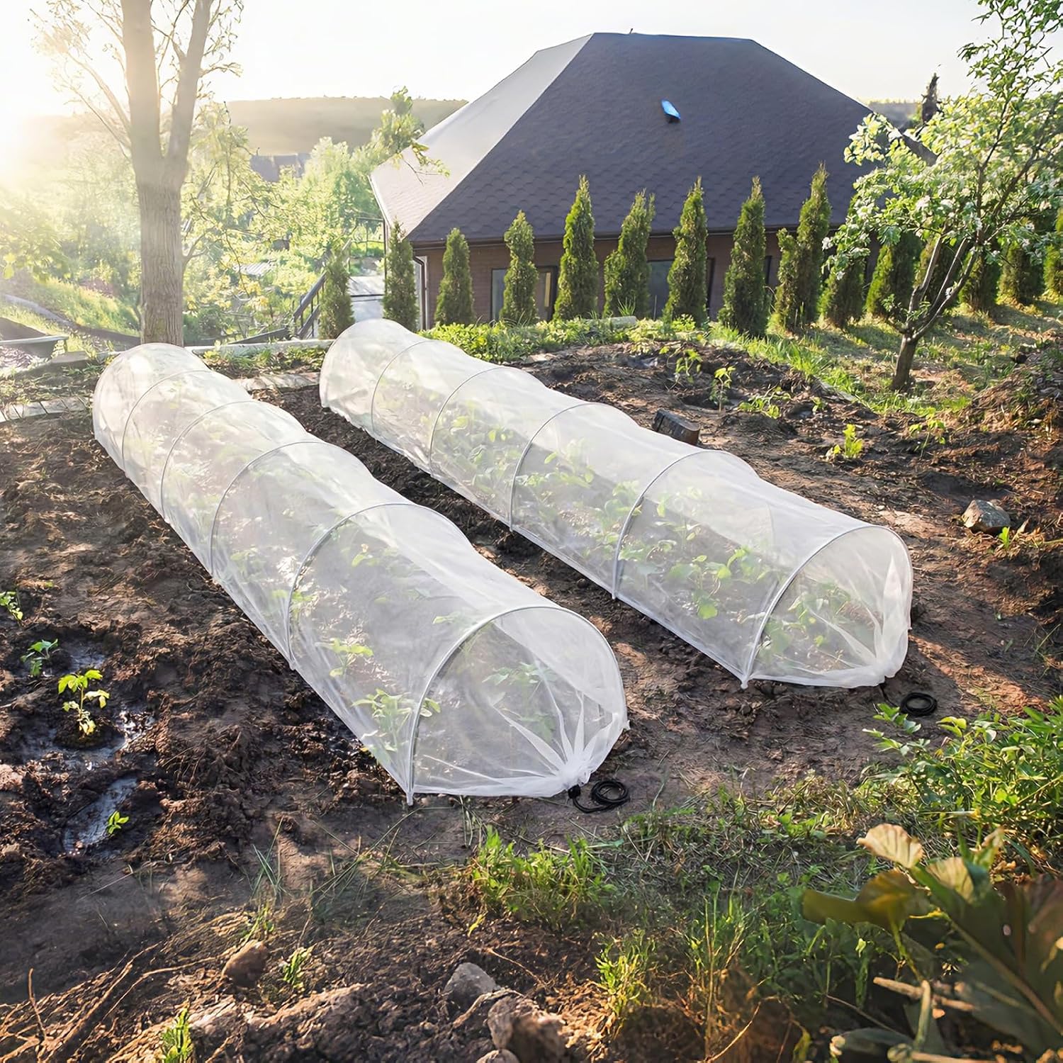 2 Pcs 18 x 118 inch Mesh Garden Greenhouse Tunnel Netting Protection Netting Pest Barrier Vegetable Plant Ultra Fine