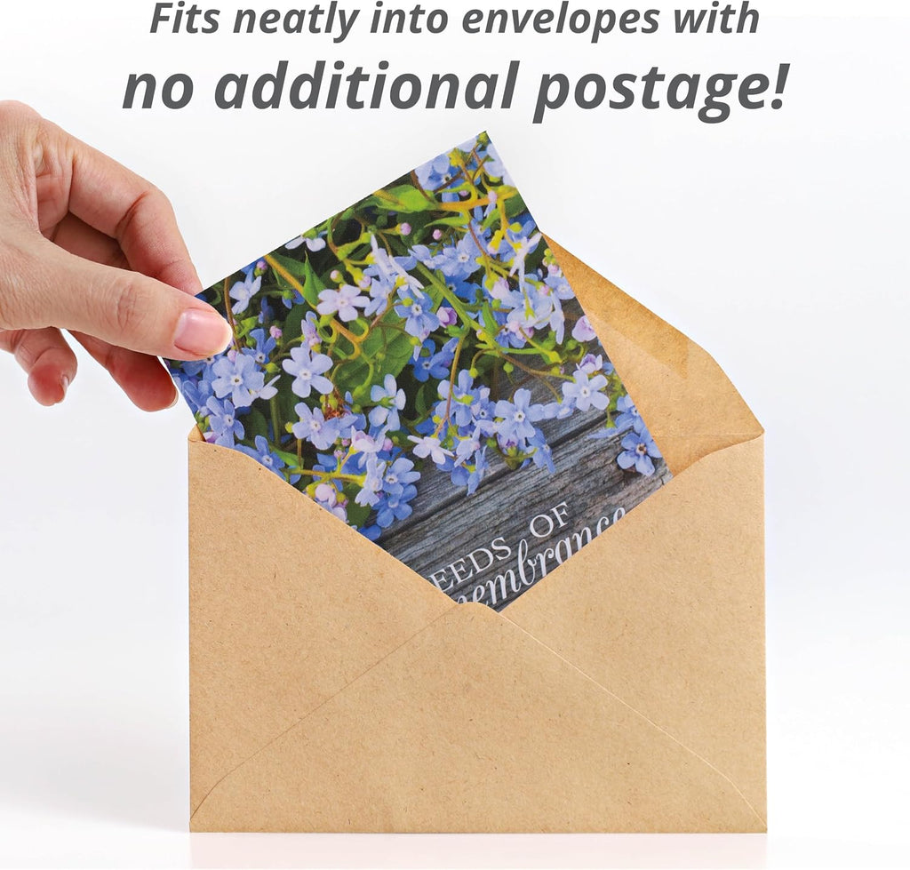 Seeds of Remembrance | Pre Filled Non-GMO, Non-Coated Forget Me Not Seeds Packets | Perfect Memorial Service Giveaways
