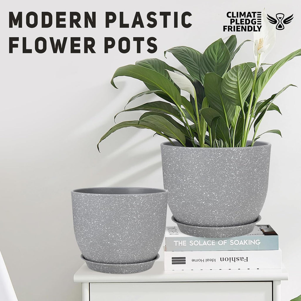 YNNICO Plant Pots 12/10/9 inch Set of 3, Flower Pots with Multi Mesh Drainage Holes, Large Planters for Indoor Outdoor