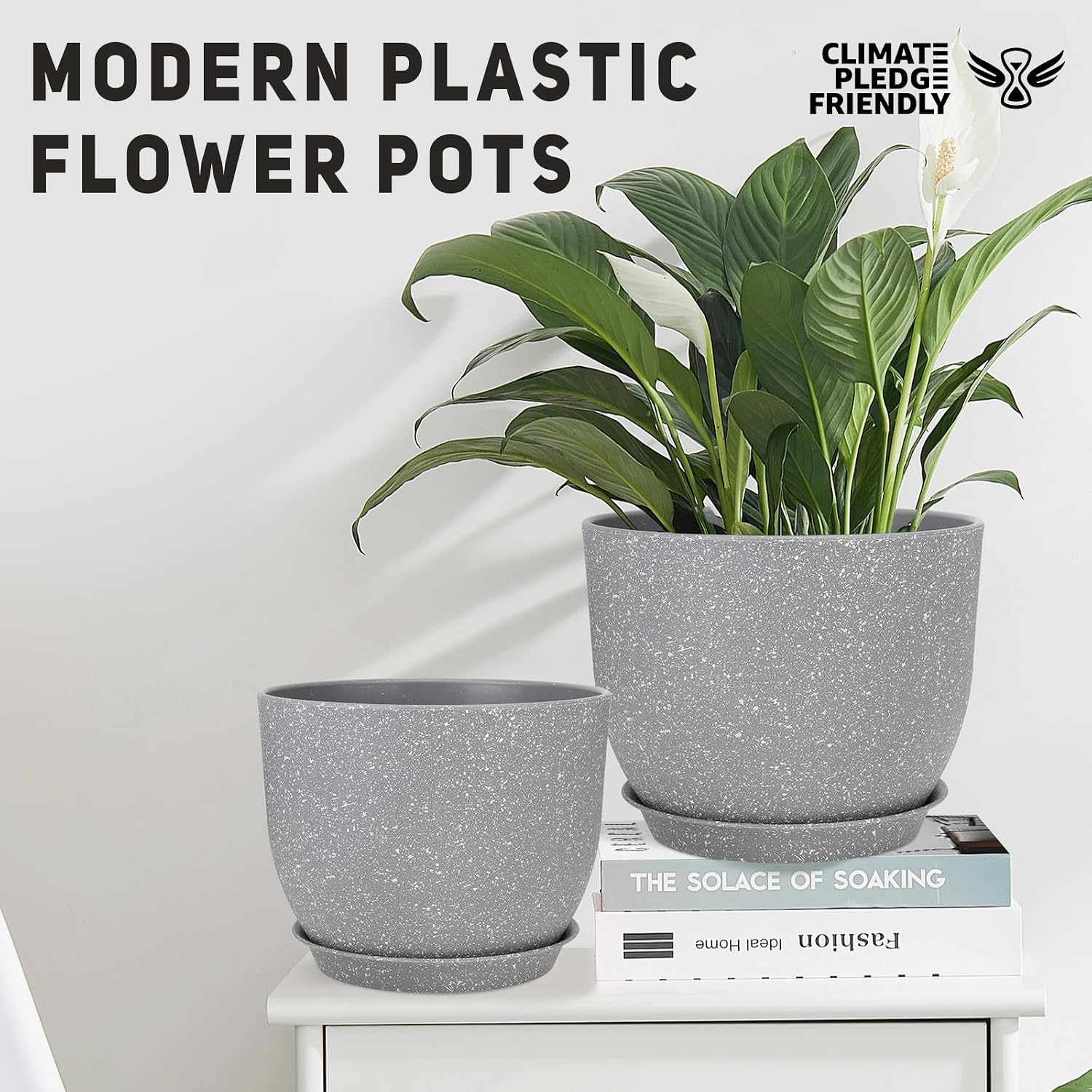 YNNICO Plant Pots 12/10/9 inch Set of 3, Flower Pots with Multi Mesh Drainage Holes, Large Planters for Indoor Outdoor