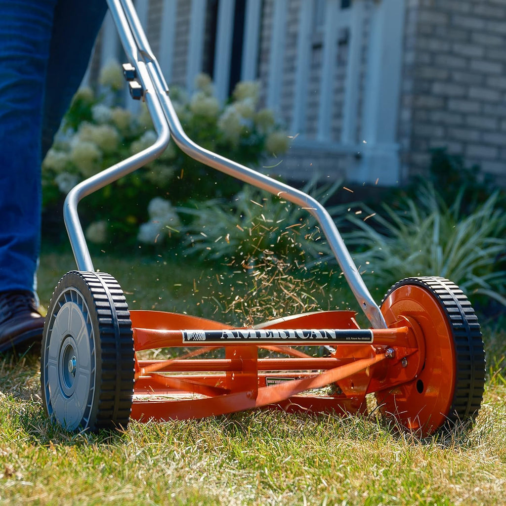 American Lawn Mower 1204-14 14-Inch 4-Blade Push Reel Lawn Mower, Red