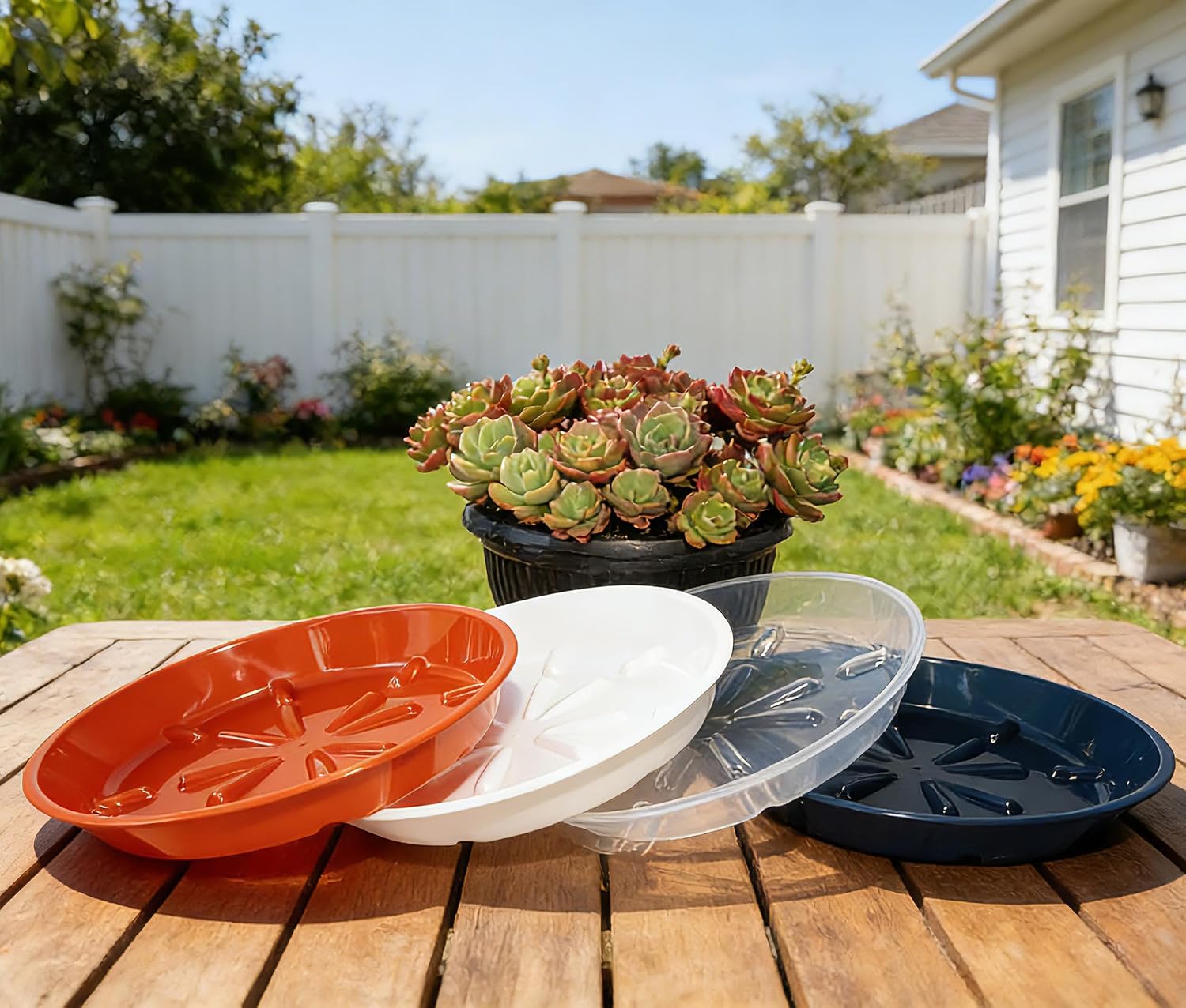 4 Pack of 14 inch Plant Saucer Plant Tray, Plastic Plant Saucer, Plant Tray for Pots, Plant Saucers for Indoors