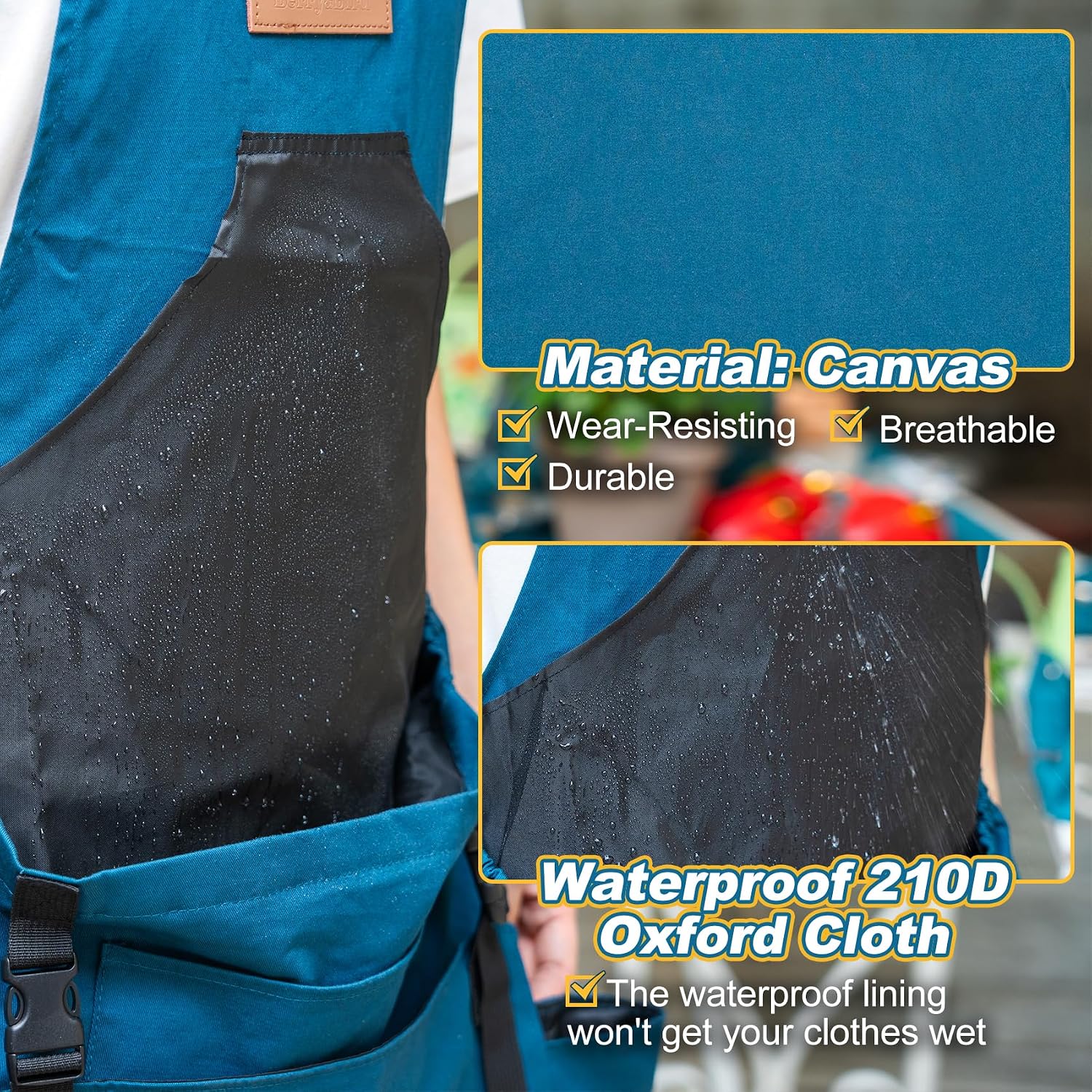 Berry&Bird Harvest Apron, Canvas Gardening Apron with Pockets and Harvesting Pouch Waterproof Harvesting Apron