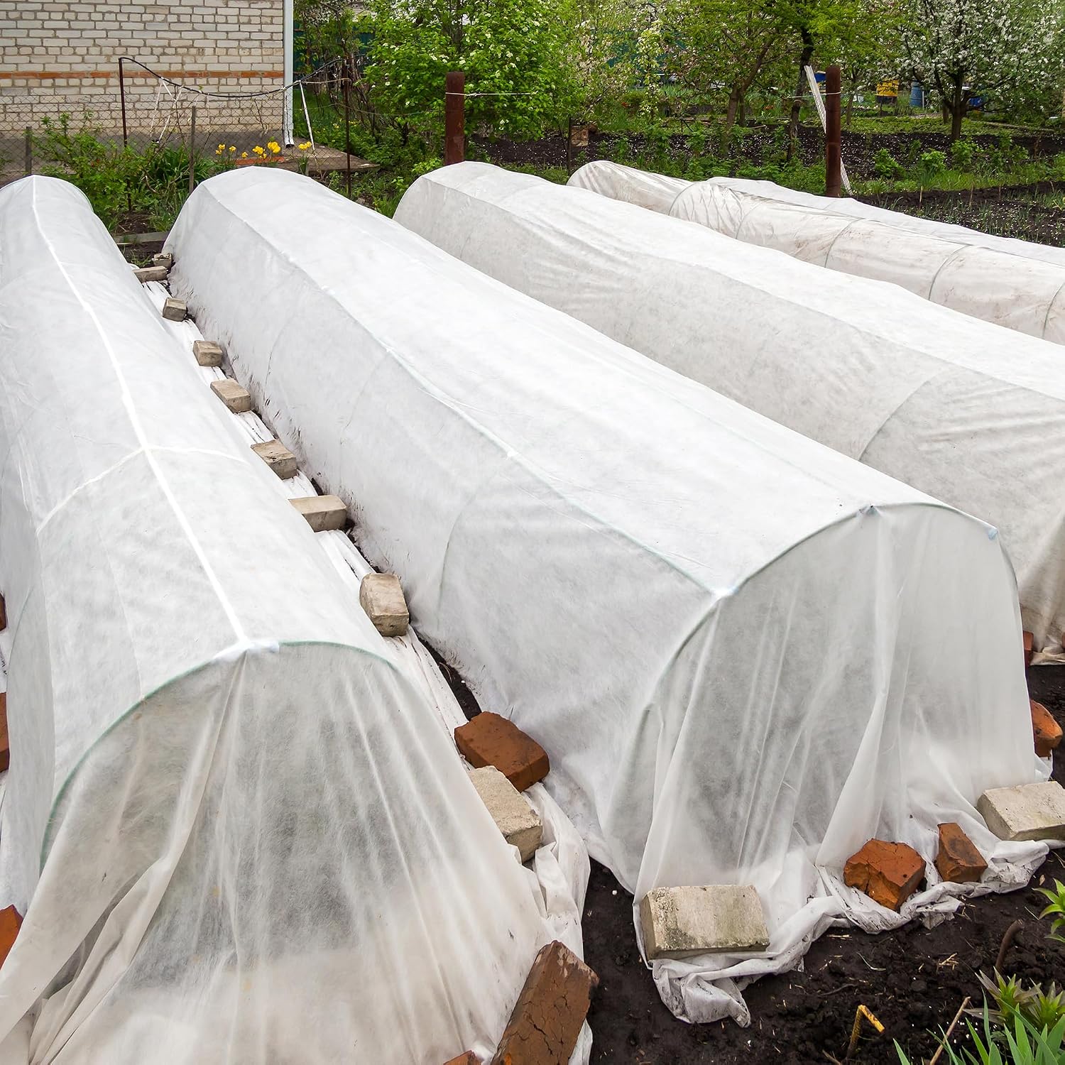 DECOHS 2 Pcs Plant Sun Protection Cloth, 30 x 10 Ft Garden Plant Shade Cloth, Non-Woven White Light Refraction Sunshade