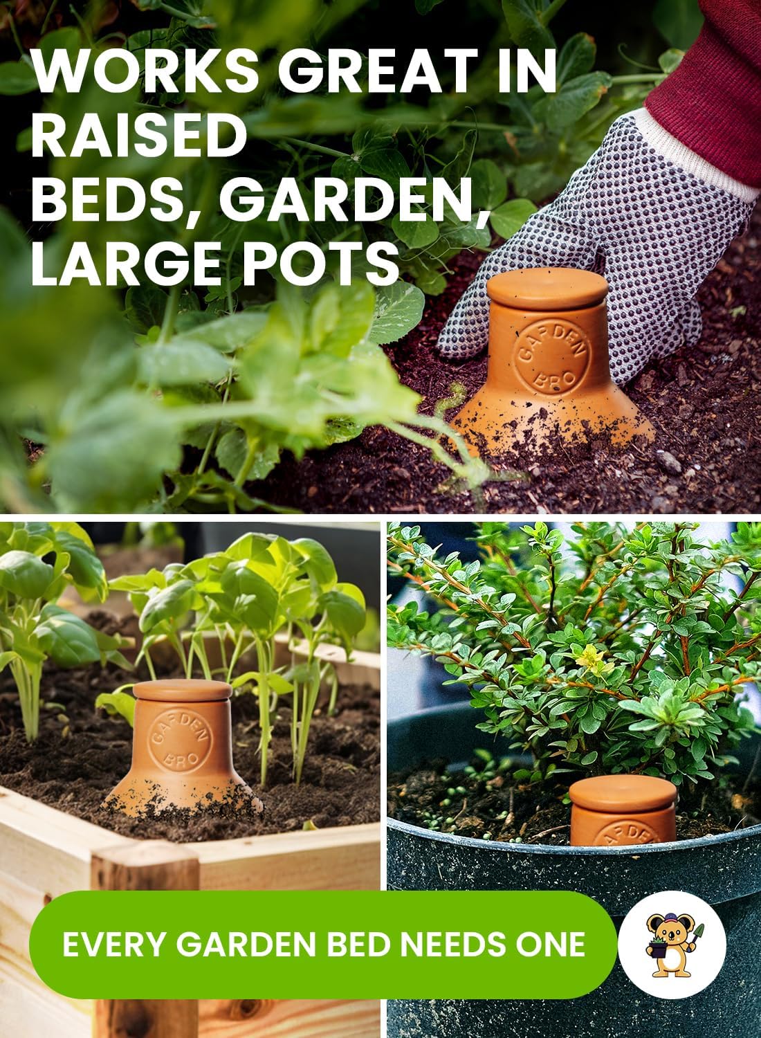 2pc Olla Pots For Garden Terracotta Watering Pots - 32oz XL Garden Olla Watering System For Raised Beds & Outdoor