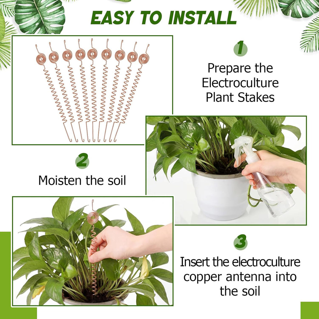 9 Pcs Electroculture Plant Stakes Copper Rods,Stylish,10 Inch | Copper Rods for Garden, Plant Stake Tensor Rings