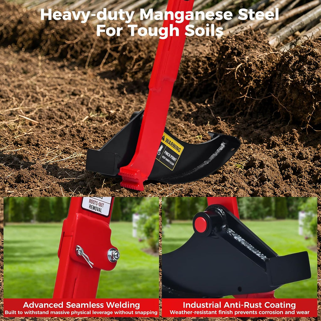 Tree Puller & Sapling Puller Tool, Heavy Duty Root Puller for 1/4" to 2" Woody Stems, High Leverage Manual Tree Root