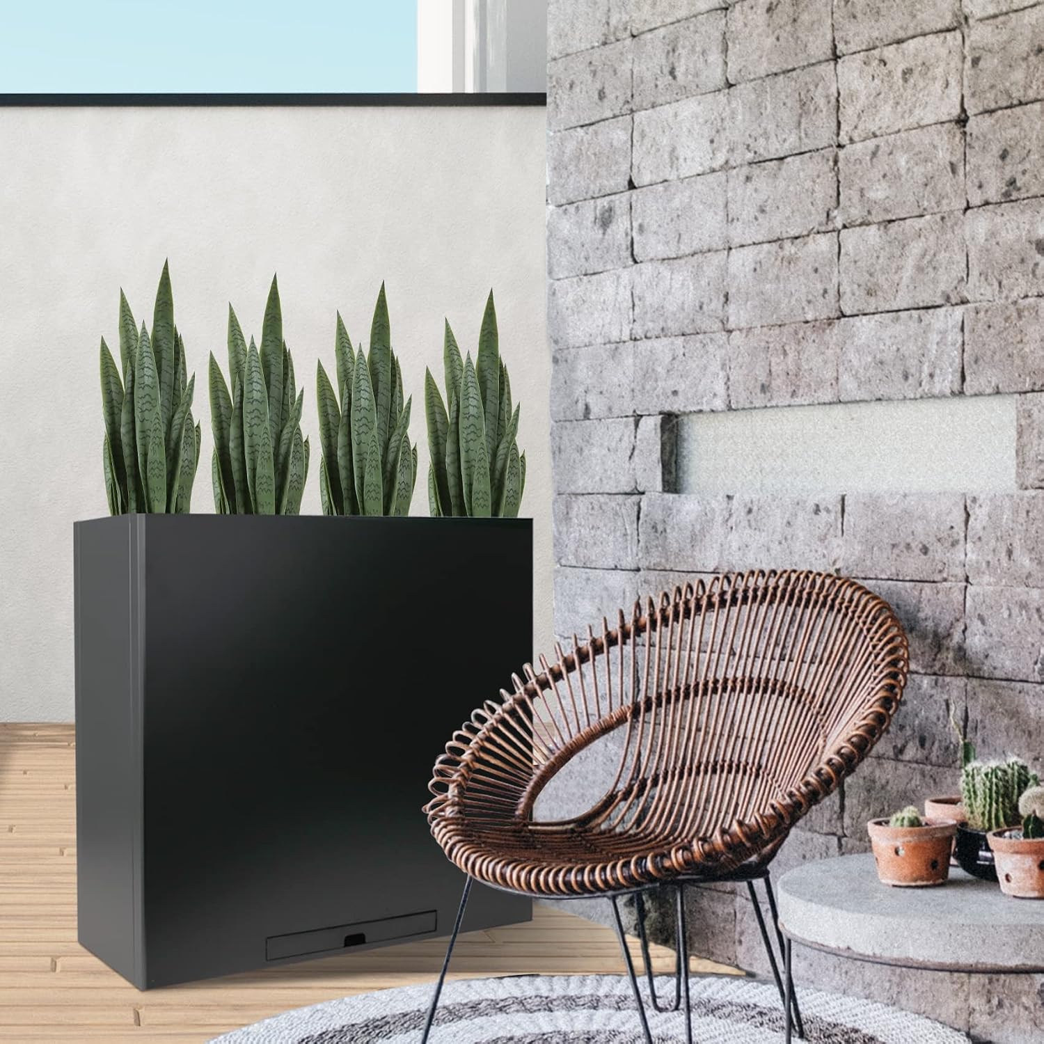 Worth Garden 3ft Artificial Snake Plant Fake Sansevieria Indoor Outdoor, 28 Thick Leaves Lifelike Faux Silk Plant, Home