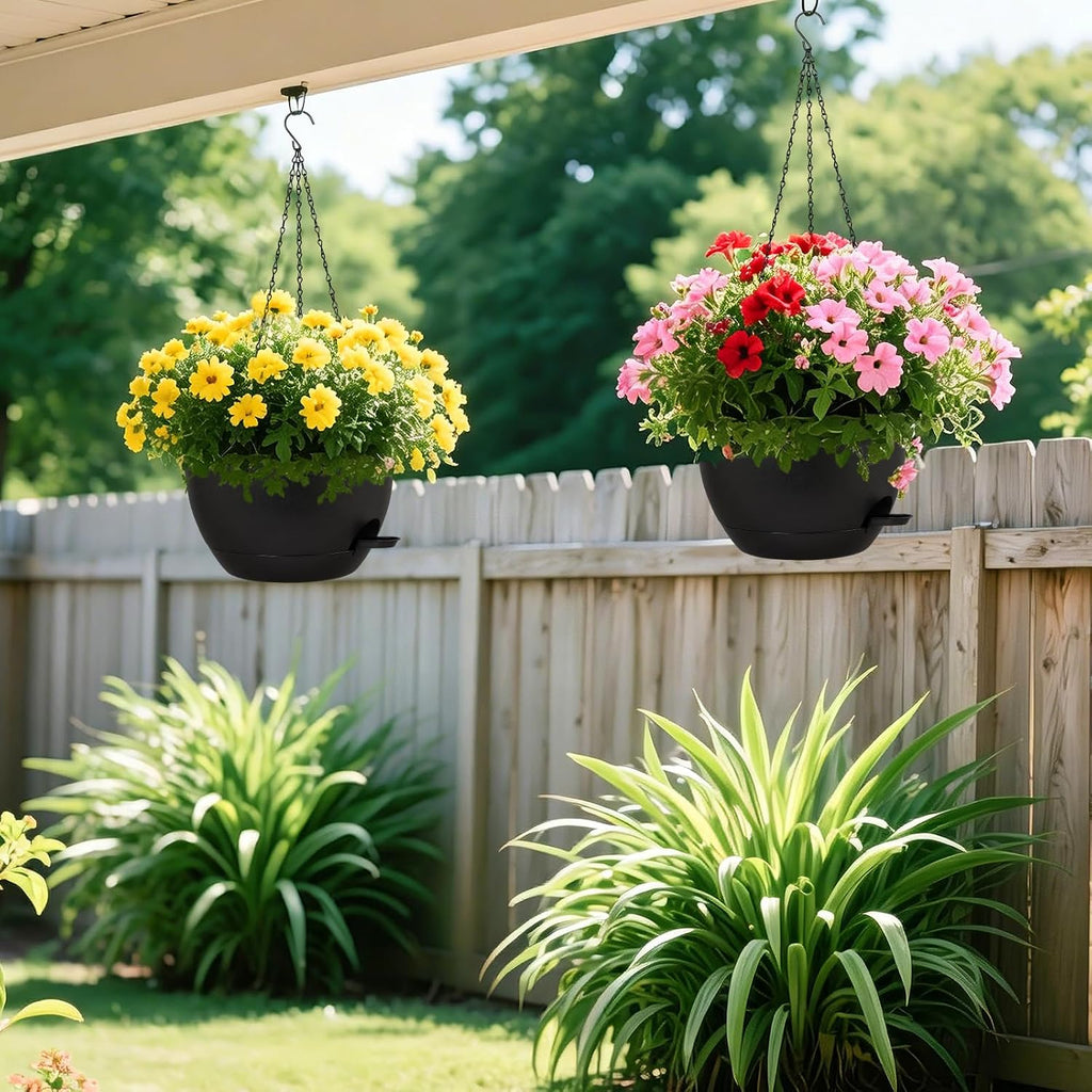 DANALLAN Hanging Planters for Indoor Plants, 2Pcs 12 Inch Self Watering Hanging Planter Basket Large Plastic Plant