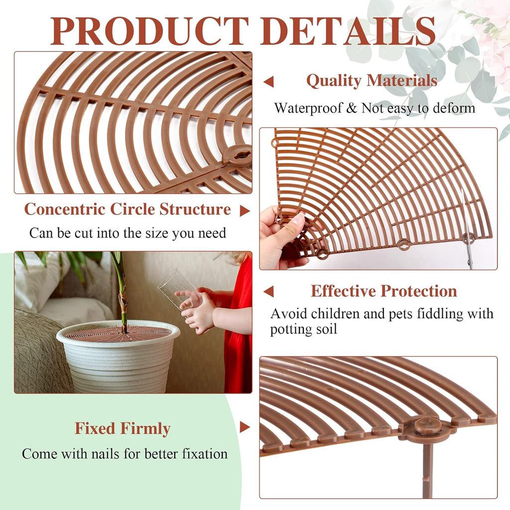 Sawysine 3 Pcs Plant Pot Cover Plant Protector from Animal Flower Pot Grid with Center Cutout Flower Cover Soil